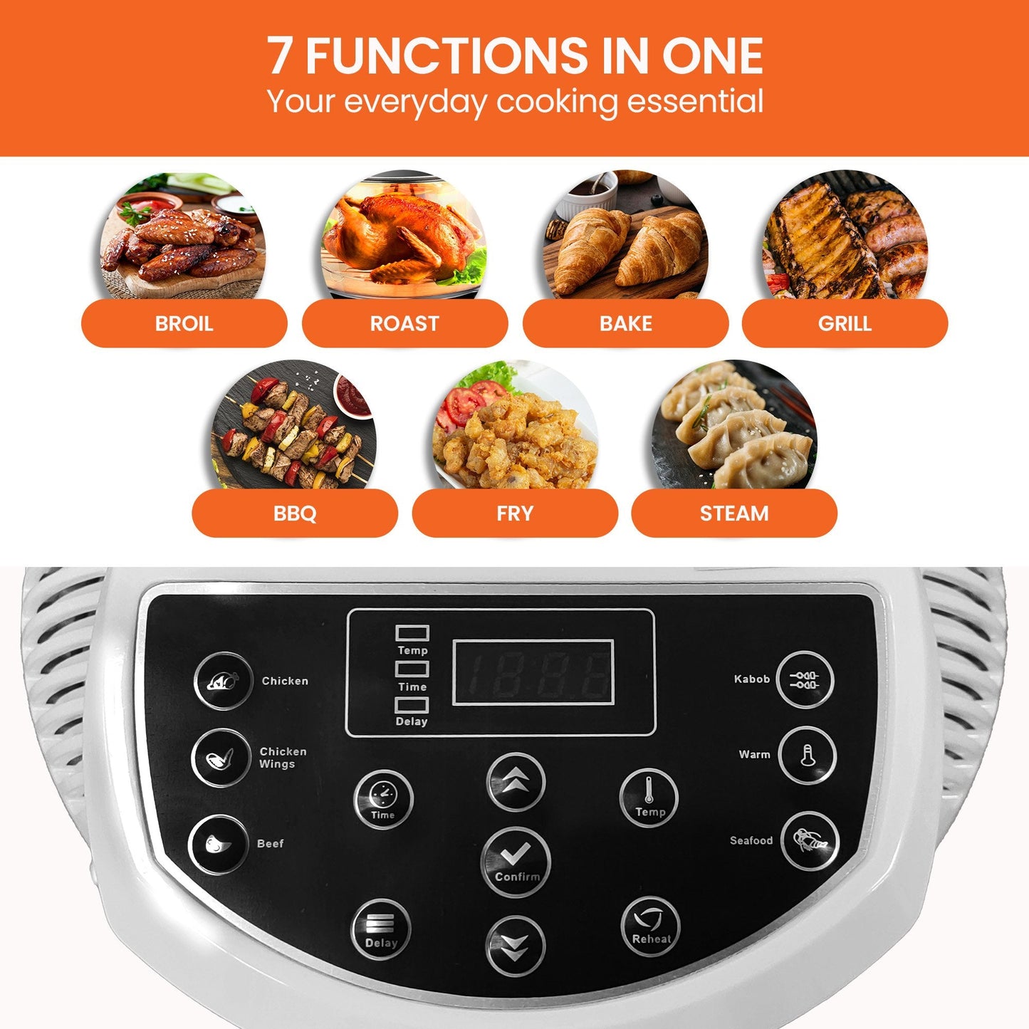 Pronti 17L Digital Convection Oven Broiler Cooker (Black)