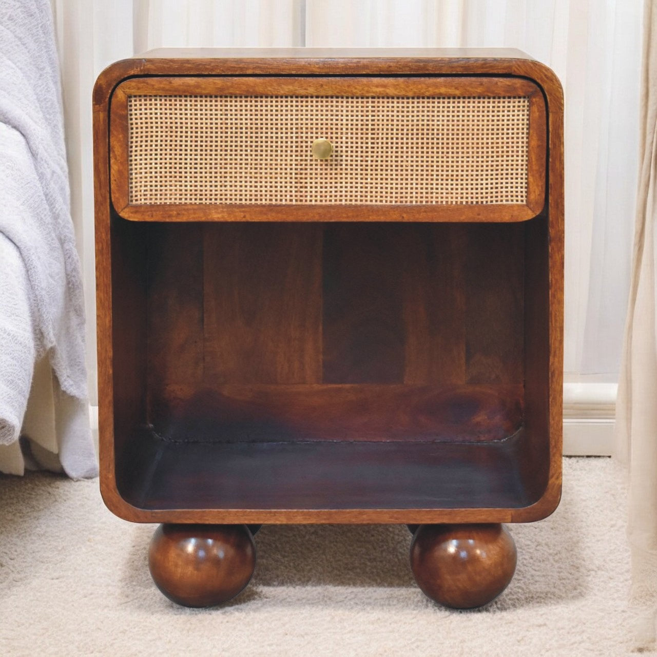 Nightstand with Open Storage and Ball Feet