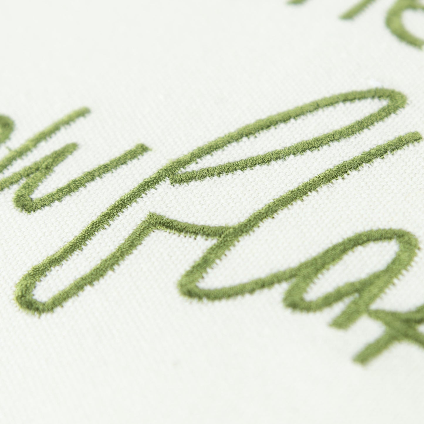 Green Embroidered Cotton Sentiment Decorative Throw Pillow