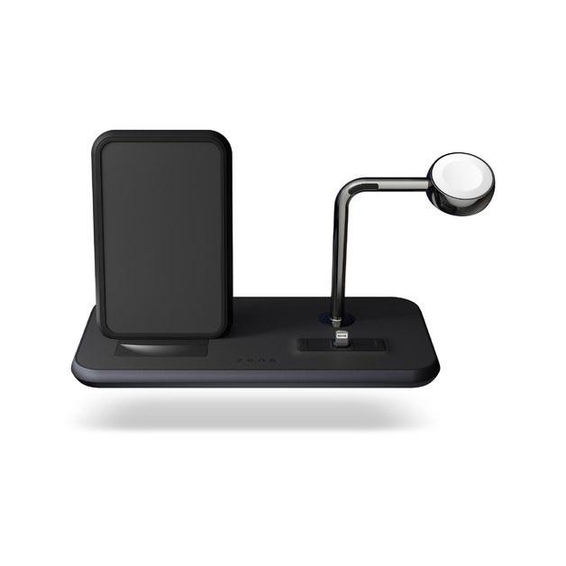 ZENS Aluminium Dual Wireless Charger+Dock+Watch10W 4-1 (Black)