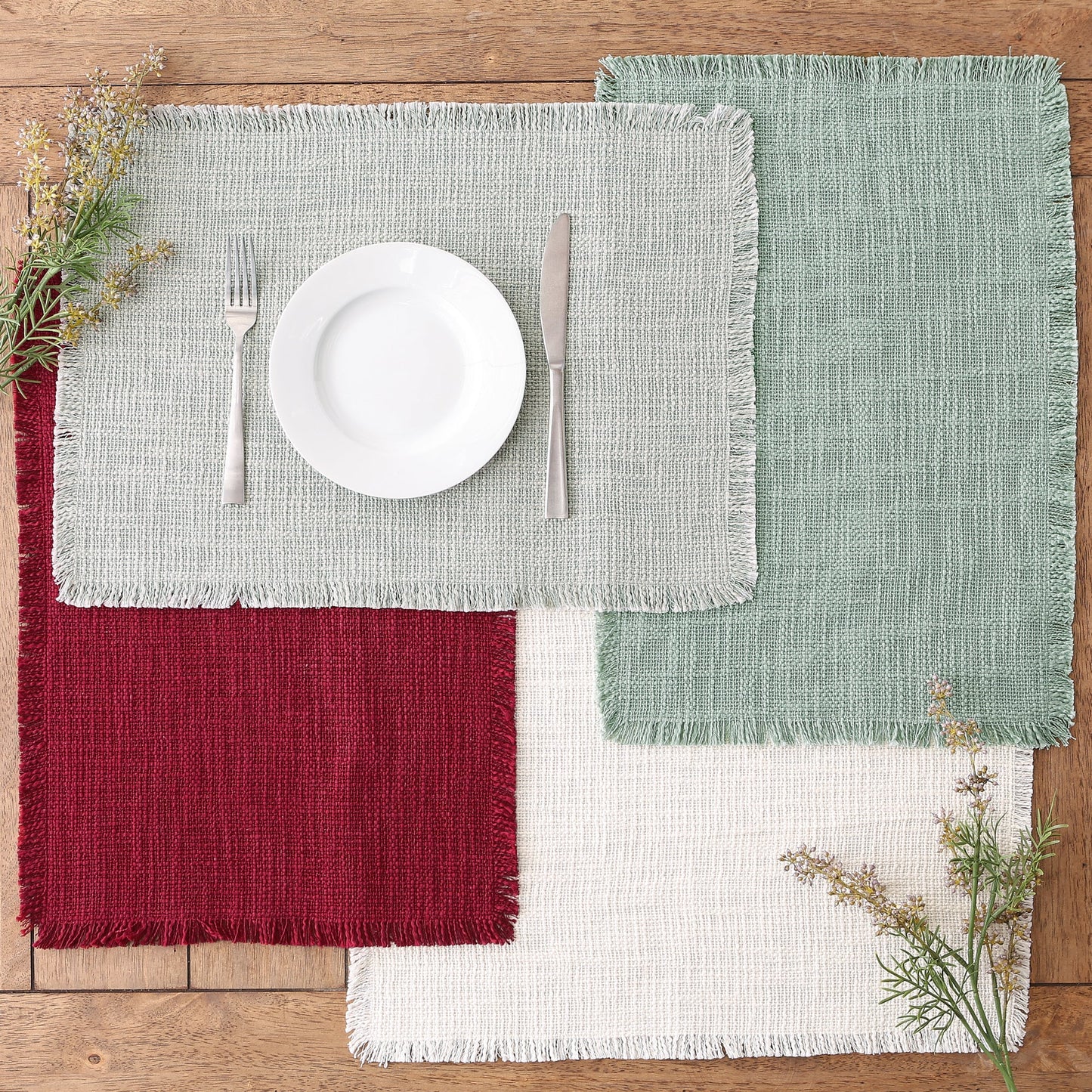 Jadeite Basket Fringe Placemats, Set Of 4