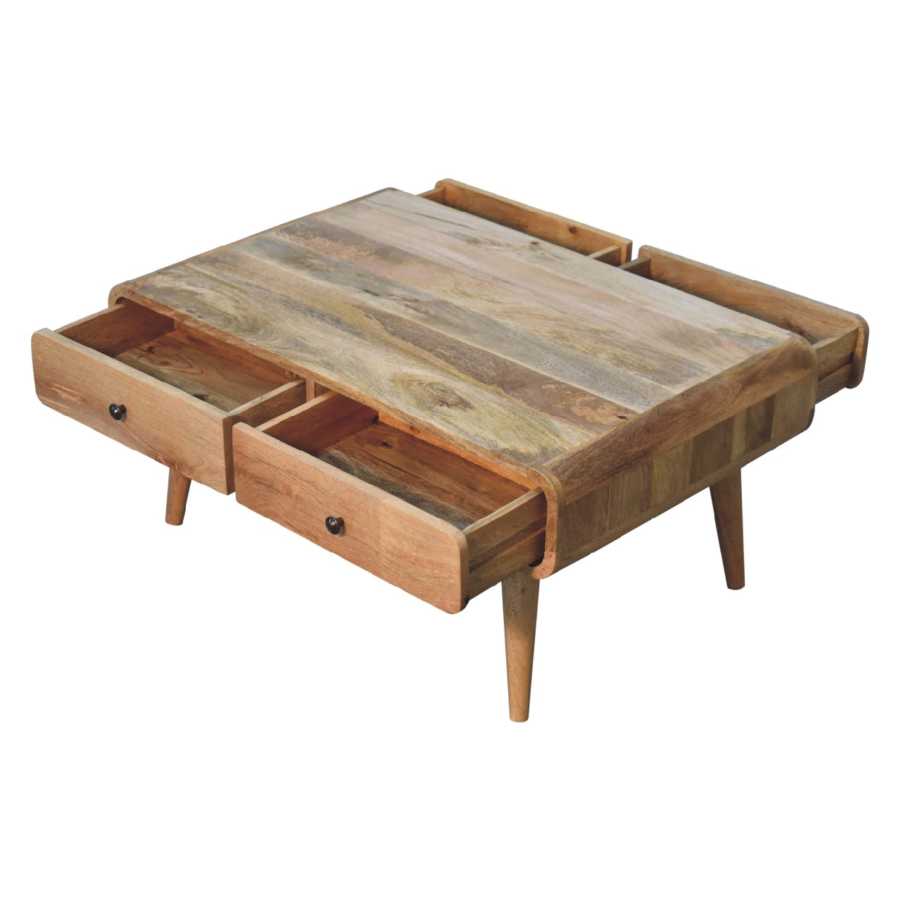 Coffee Table with 4 Drawers and Curved Frame