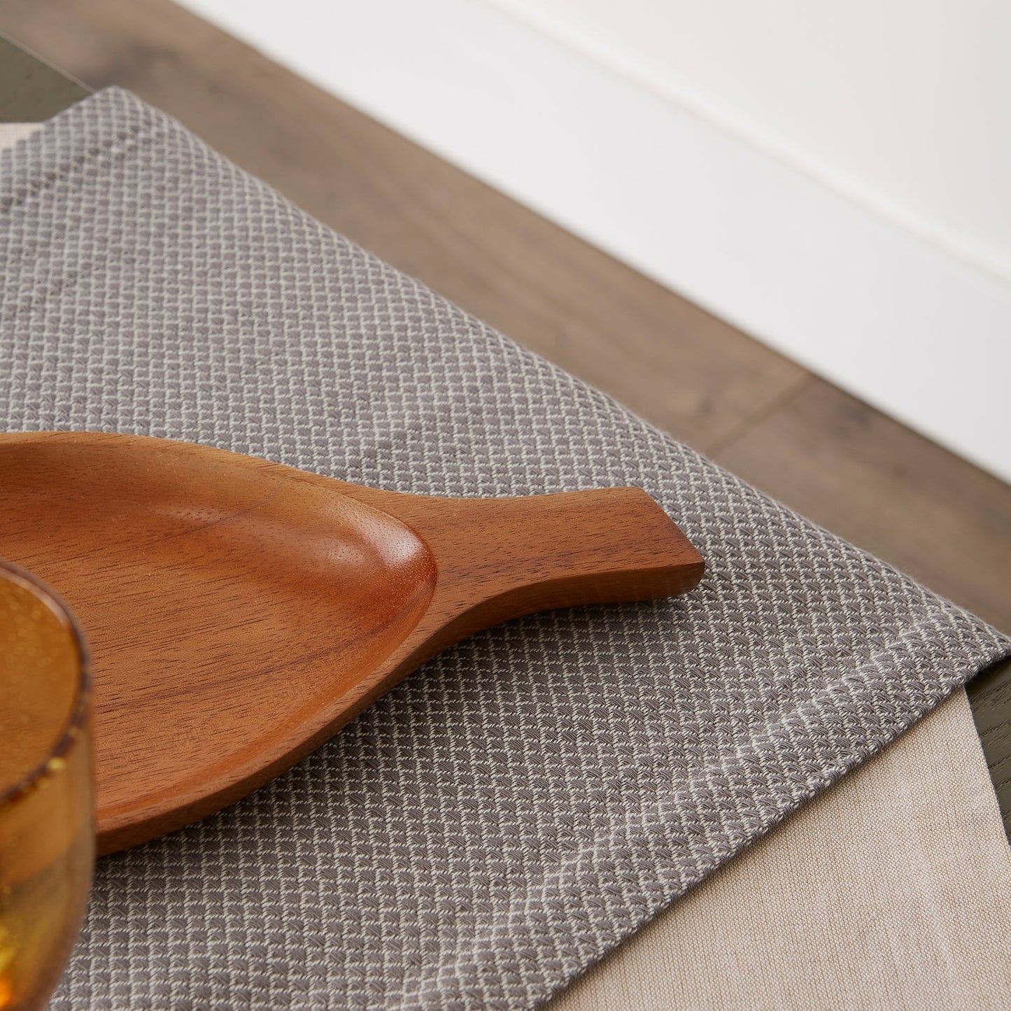 Gray Bordered Dobby  Table Runner 15X72