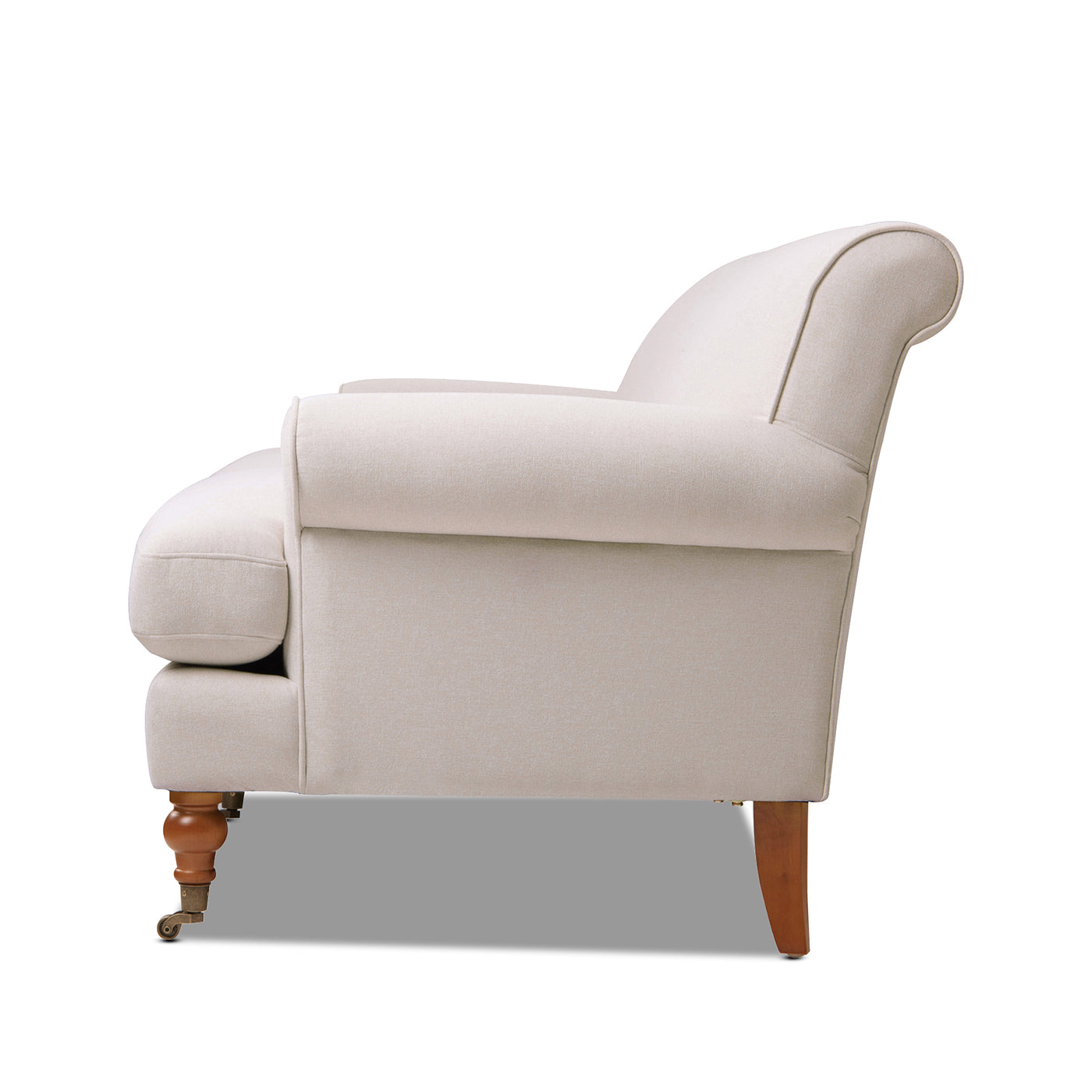 Creations Upholstered Sofa with Metal Casters and 3 Cushions Tightback