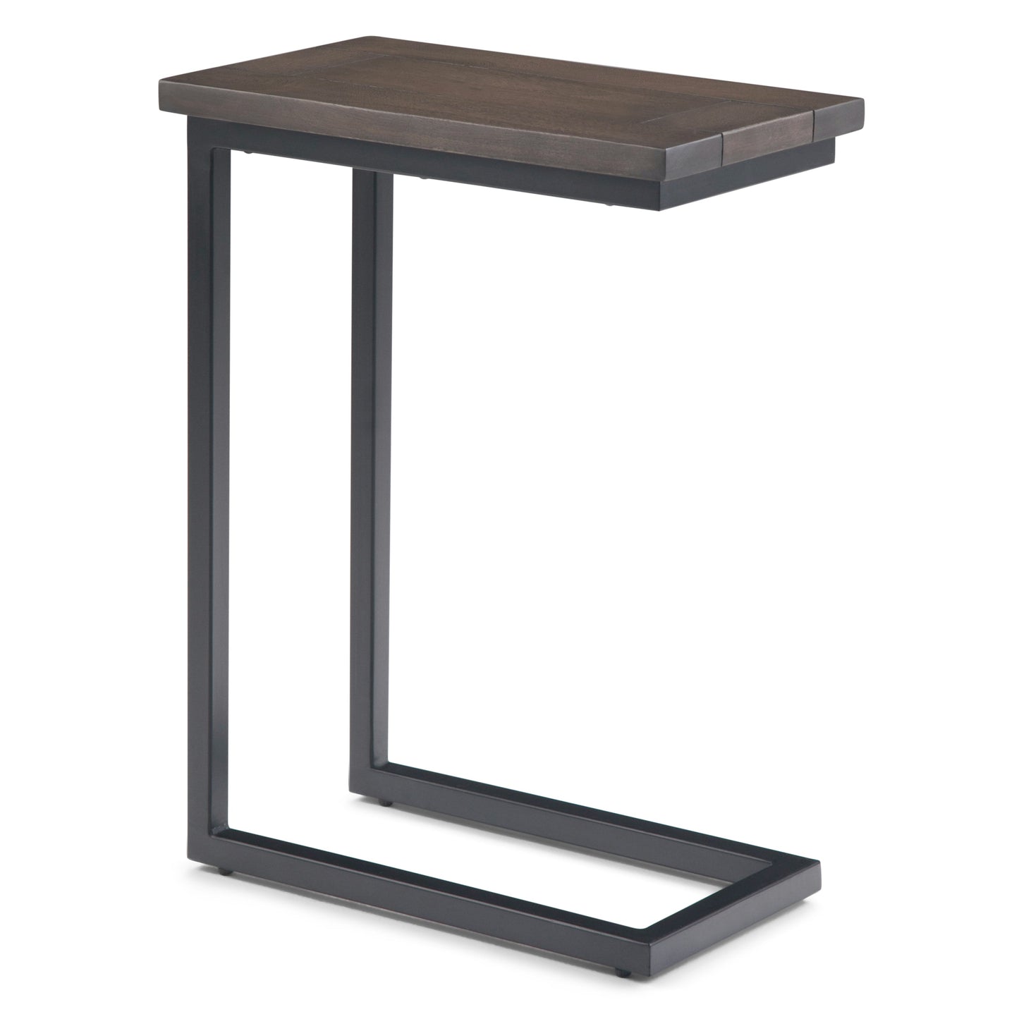 Haloed Side Table with C-Shaped Design and Metal Frame
