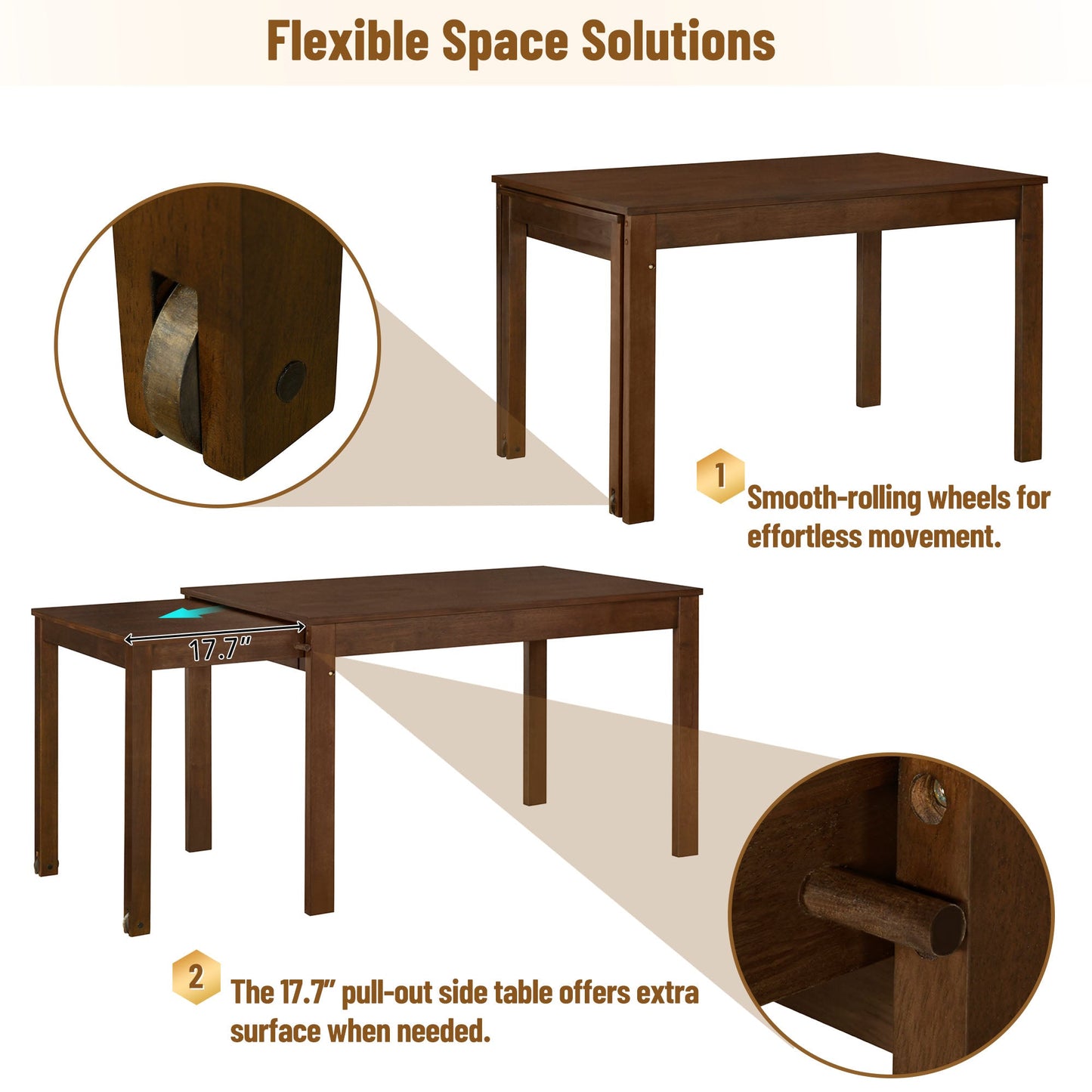 Holva 5-Piece Dining Set with Extendable Table and 4 Open Back Chairs