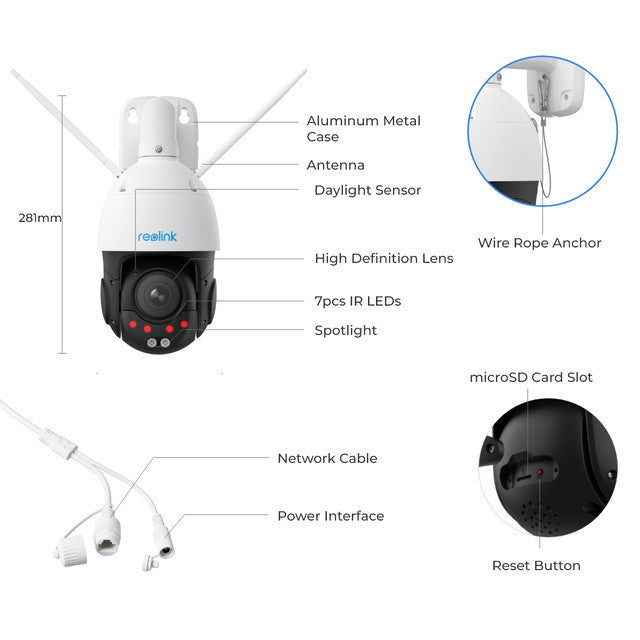Reolink RLC-823S1W - 4K 360°Security Camera with Dual Band Wi-Fi 6 & 5X Optical Zoom