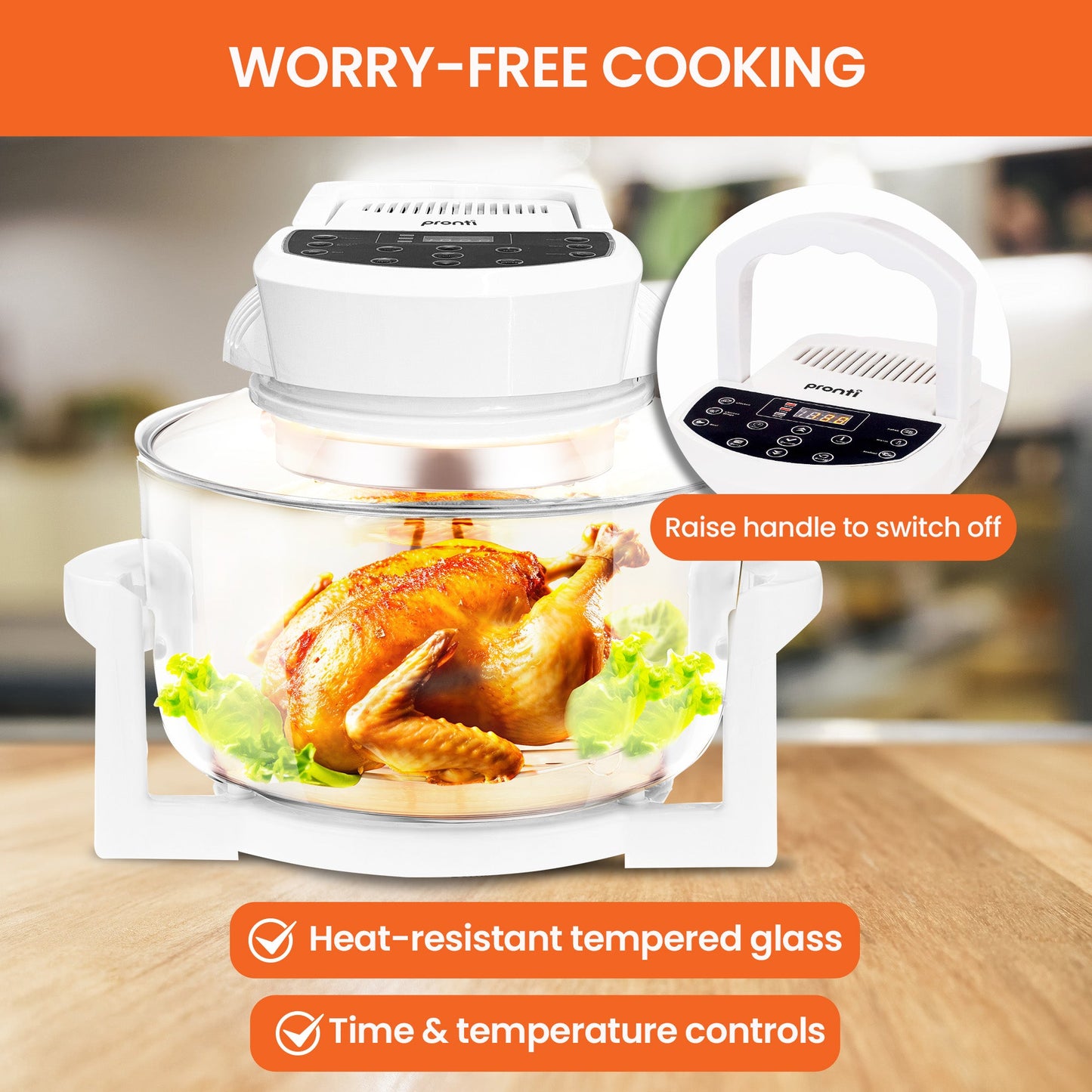 Pronti 17L Digital Convection Oven Broiler Cooker (White)
