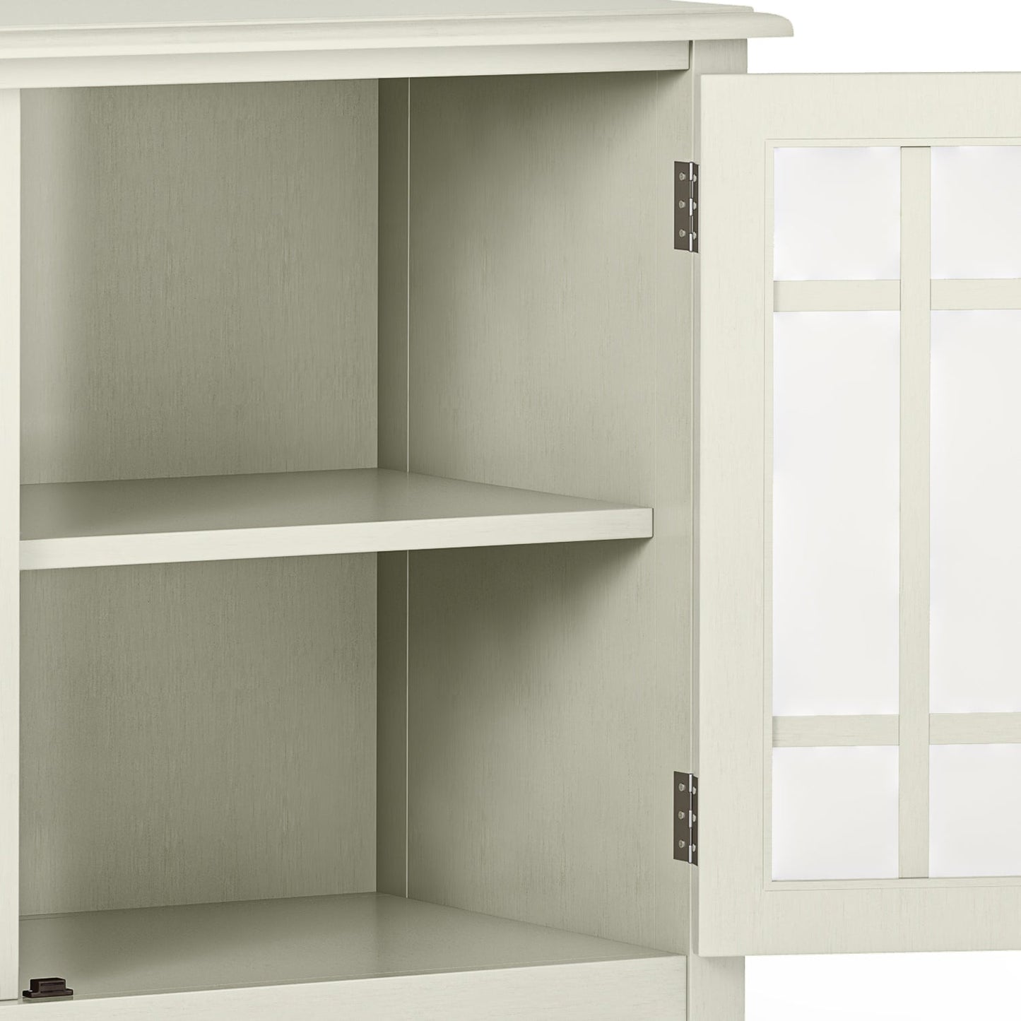 Low Storage Cabinet with Double Tempered Glass Doors and 2 Adjustable Shelves
