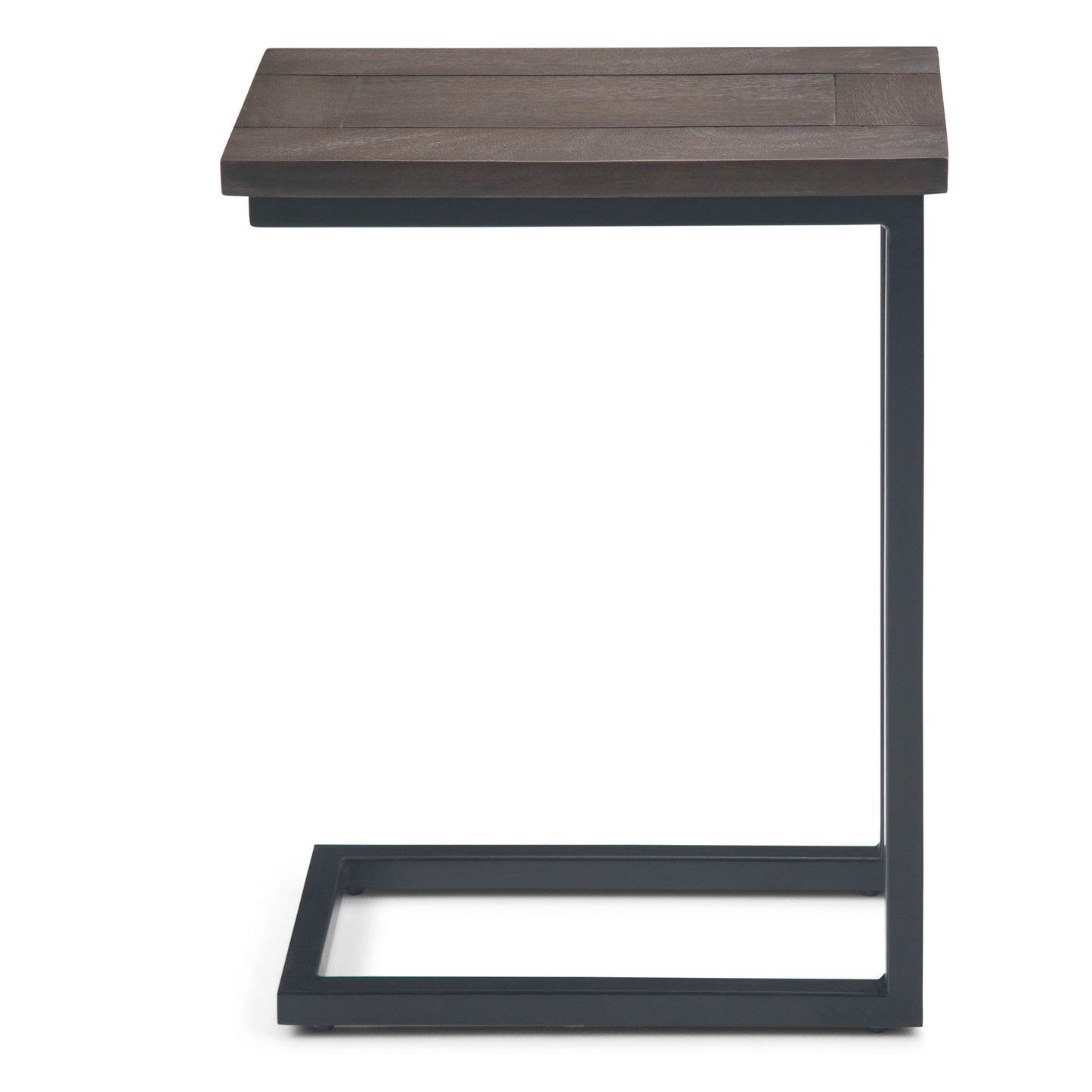 Haloed Side Table with C-Shaped Design and Metal Frame