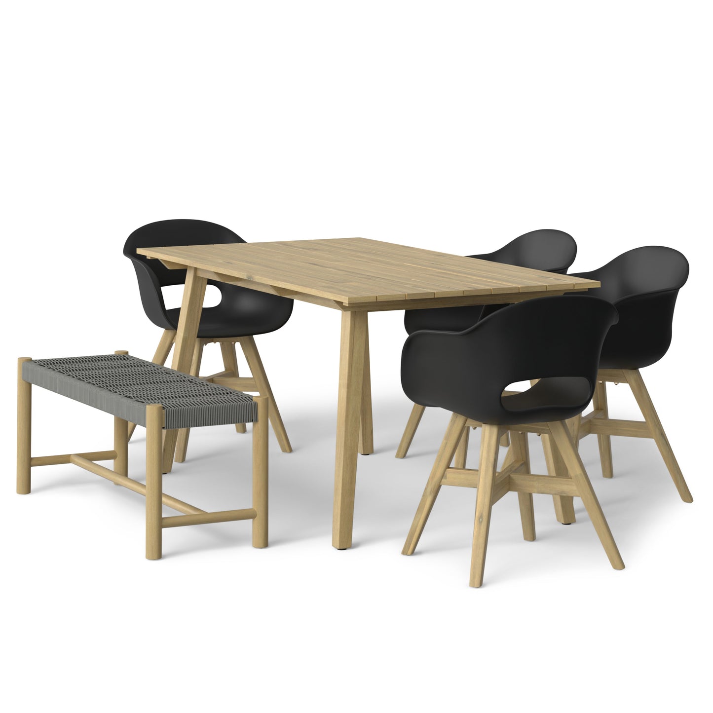 Legend 6-Piece Outdoor Dining Table Set with 4 Chairs and Bench