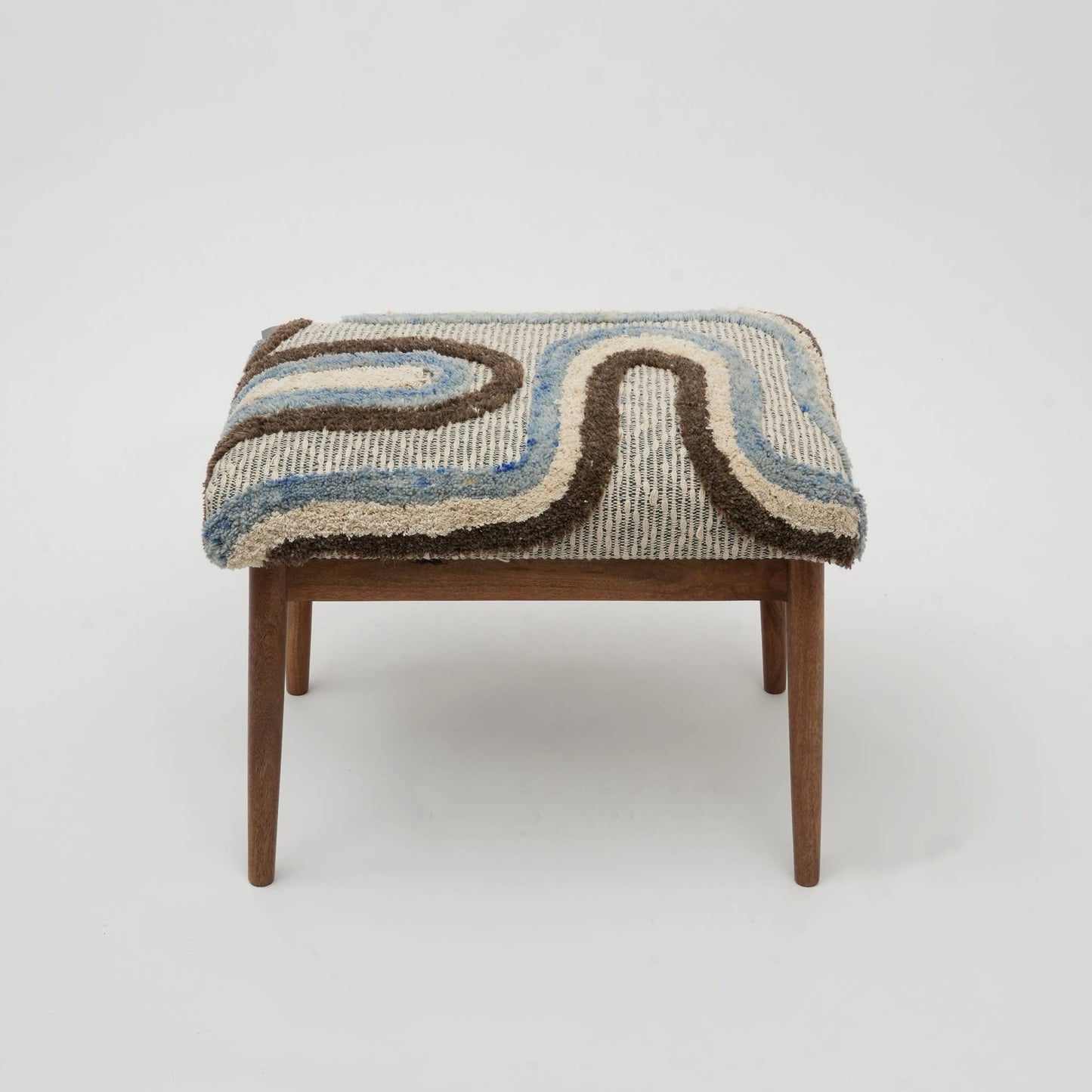 Tufted Upholstered Stool with Wooden Legs - Set of 2