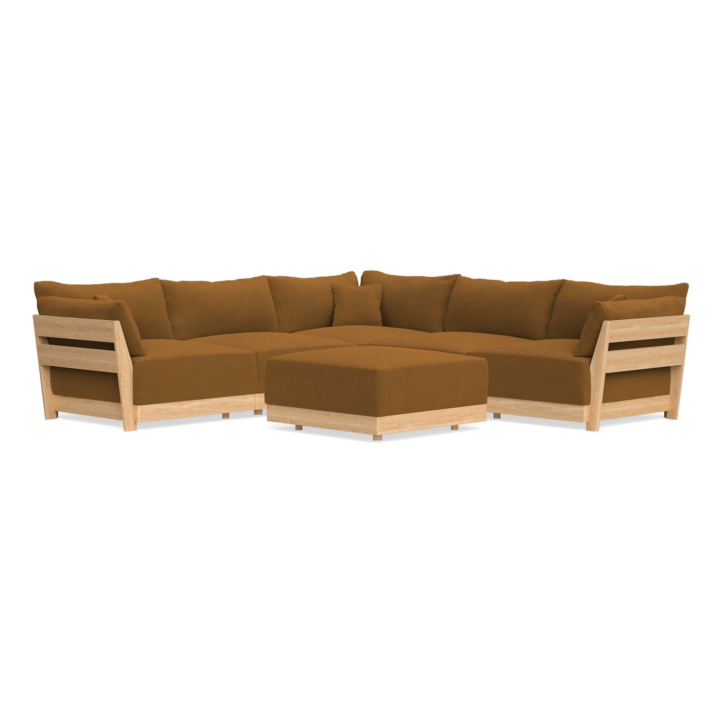 Slipcover Only - Modular Bondi 5-Seater Corner Sectional + Ottoman in Cognac