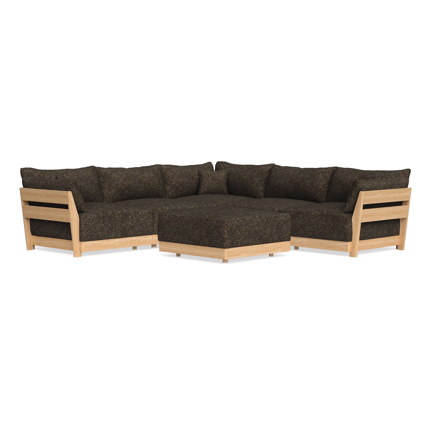 Modular Bondi Latte 5-Seater Corner Sectional + Ottoman in Phantom | Memory Foam Blend