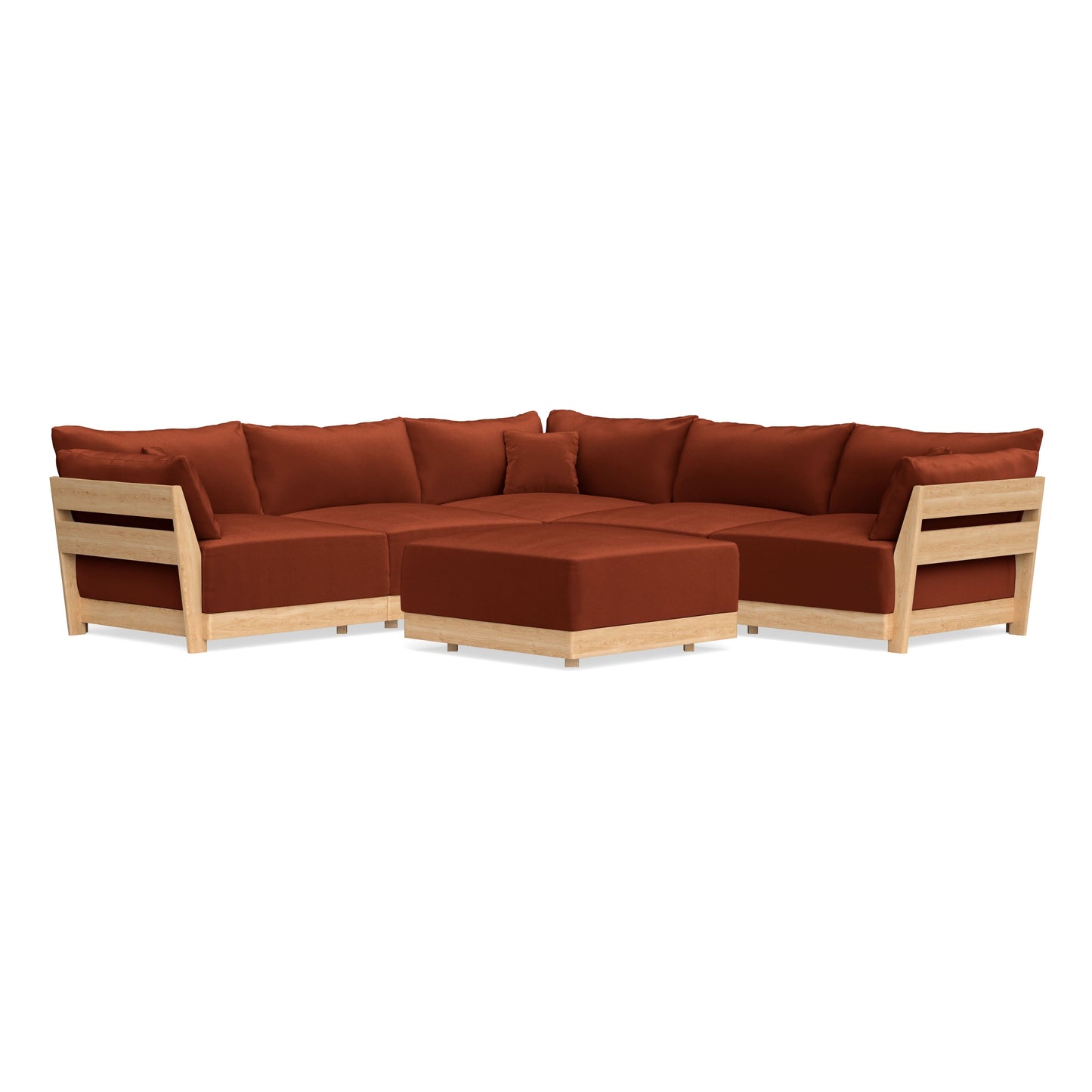 Slipcover Only - Modular Bondi 5-Seater Corner Sectional + Ottoman in Rust