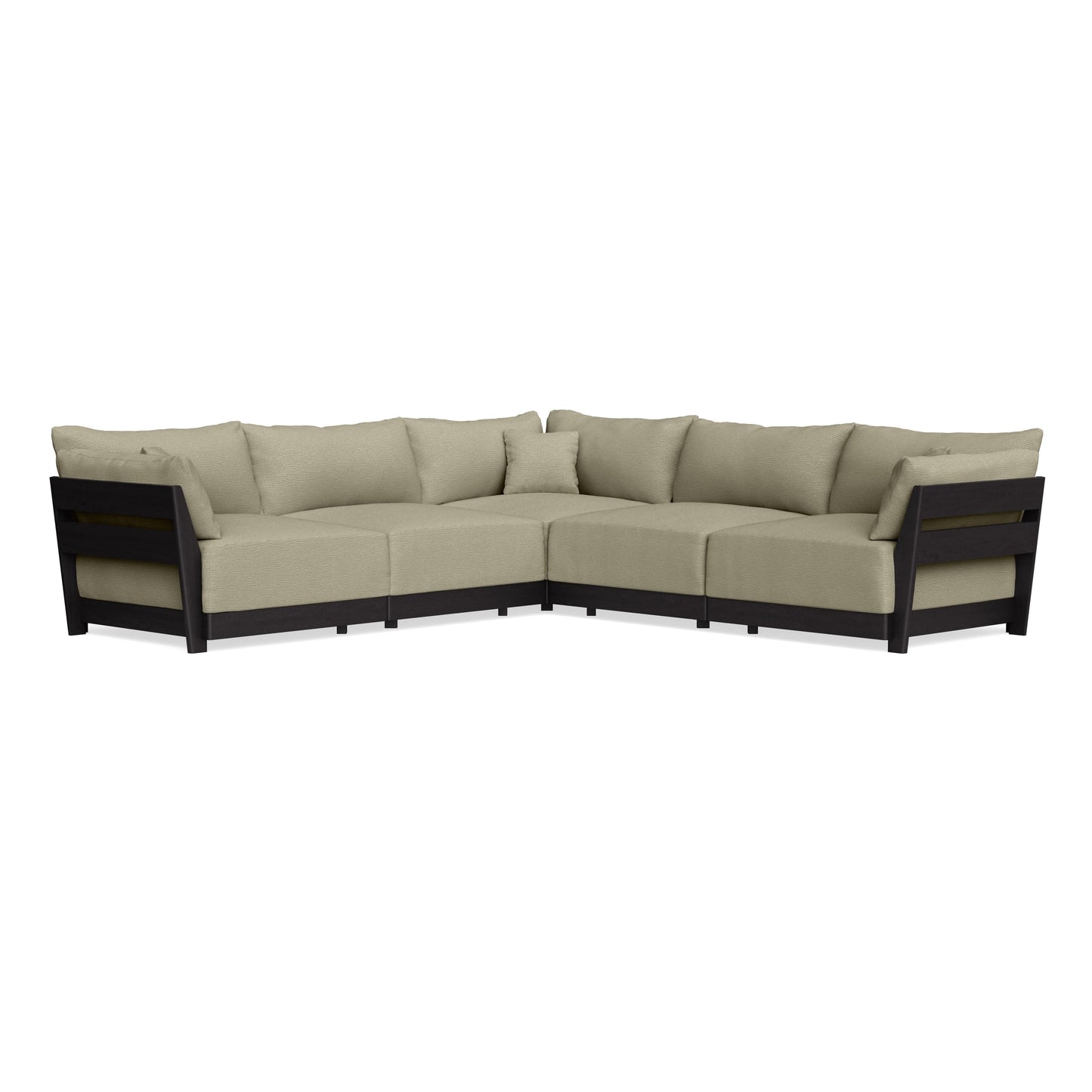 Modular Bondi Black 5-Seater Corner Sectional in Cappuccino | Memory Foam Blend