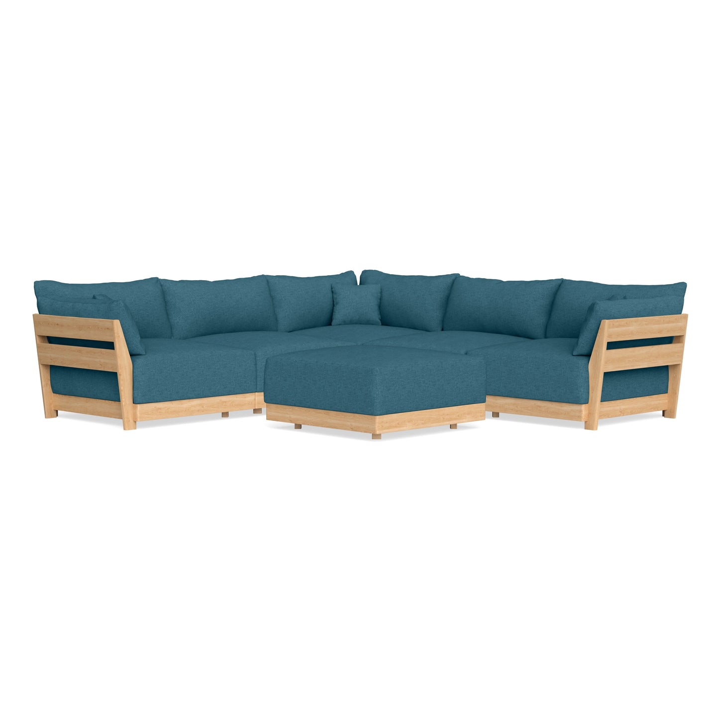 Slipcover Only - Modular Bondi 5-Seater Corner Sectional + Ottoman in Aegean Blue