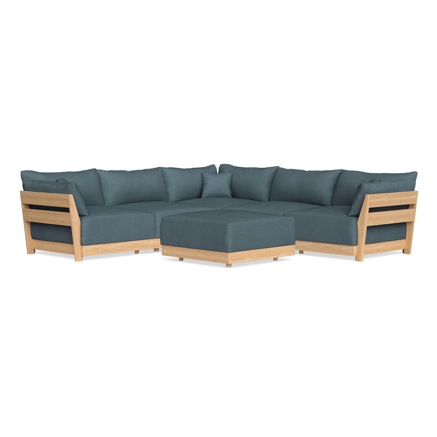 Slipcover Only - Modular Bondi 5-Seater Corner Sectional + Ottoman in Slate Blue