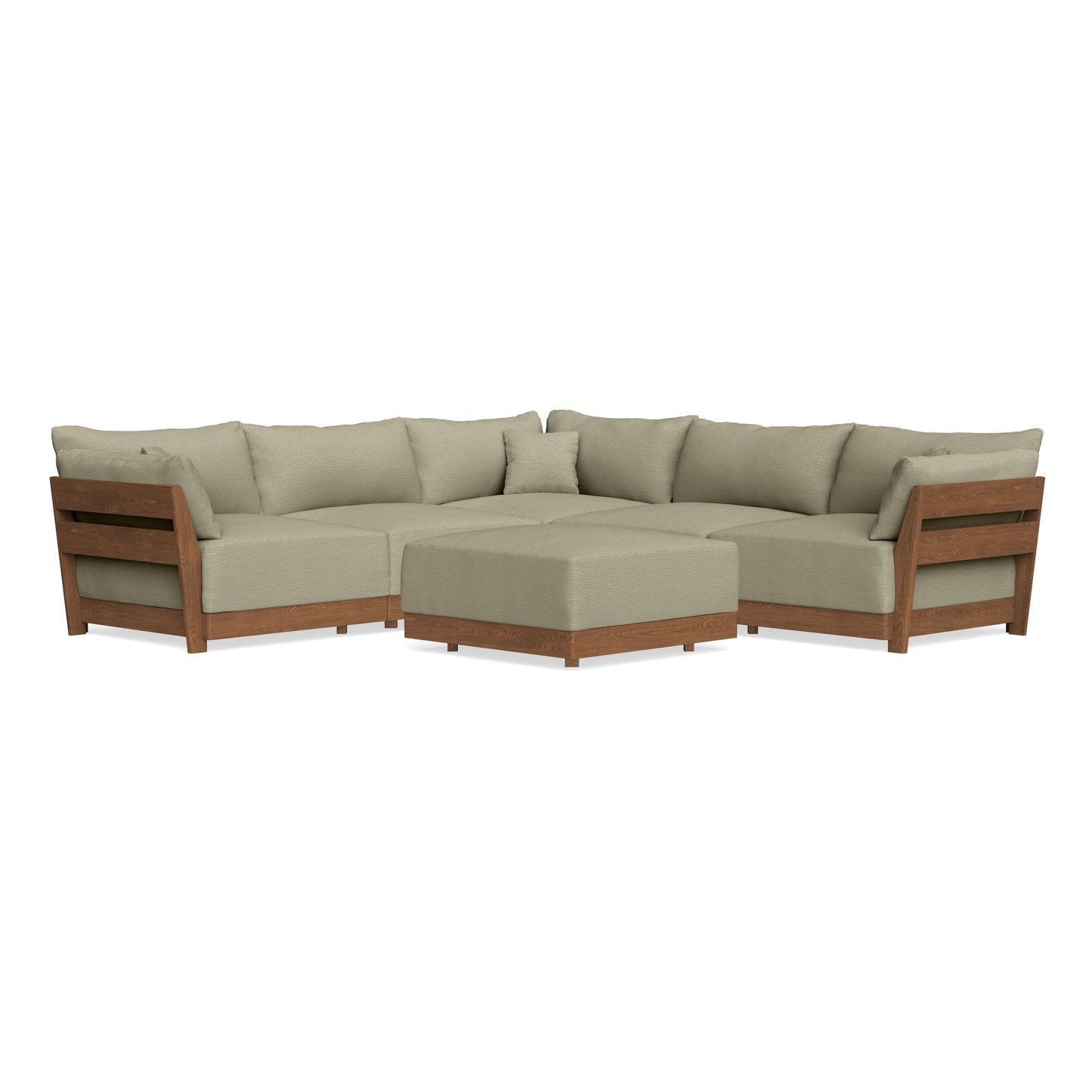 Modular Bondi Espresso 5-Seater Corner Sectional + Ottoman in Cappuccino | Memory Foam Blend