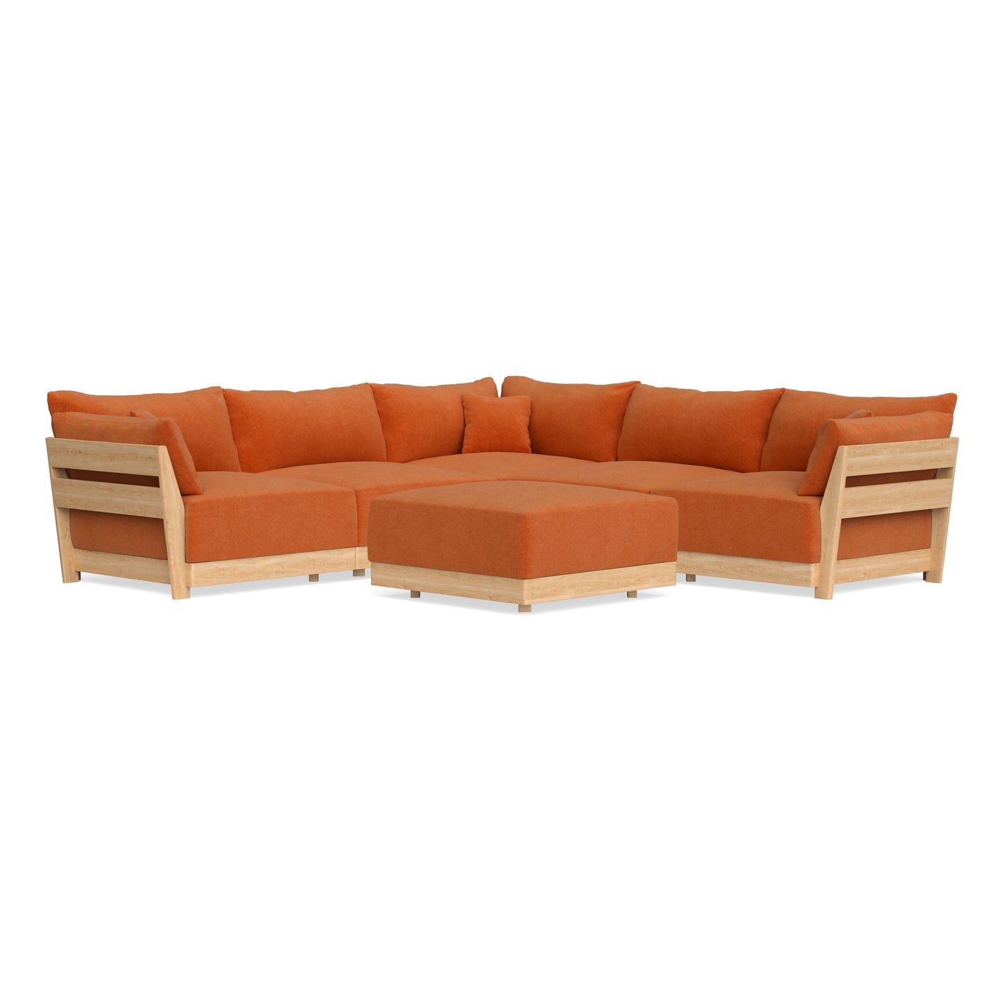 Slipcover Only - Modular Bondi 5-Seater Corner Sectional + Ottoman in Terracotta