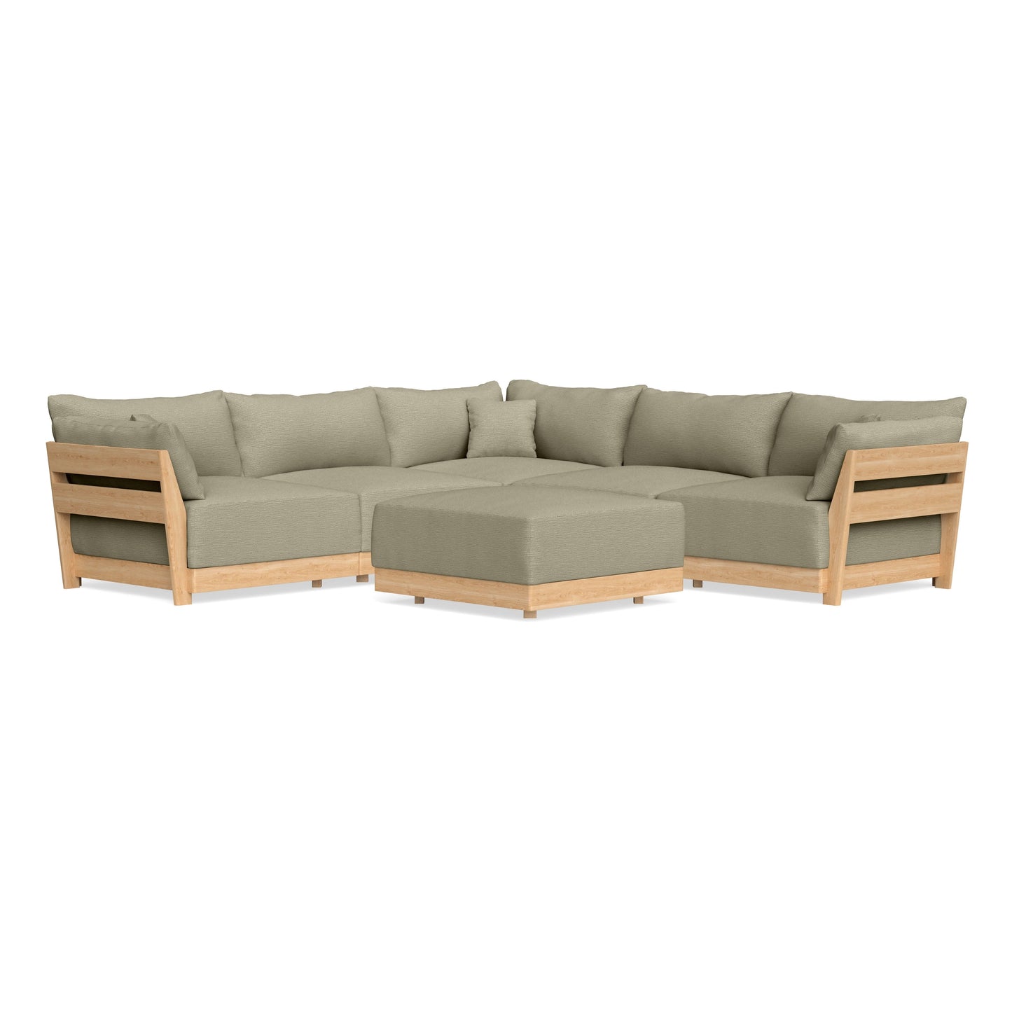 Modular Bondi Latte 5-Seater Corner Sectional + Ottoman in Cappuccino | Classic Blend