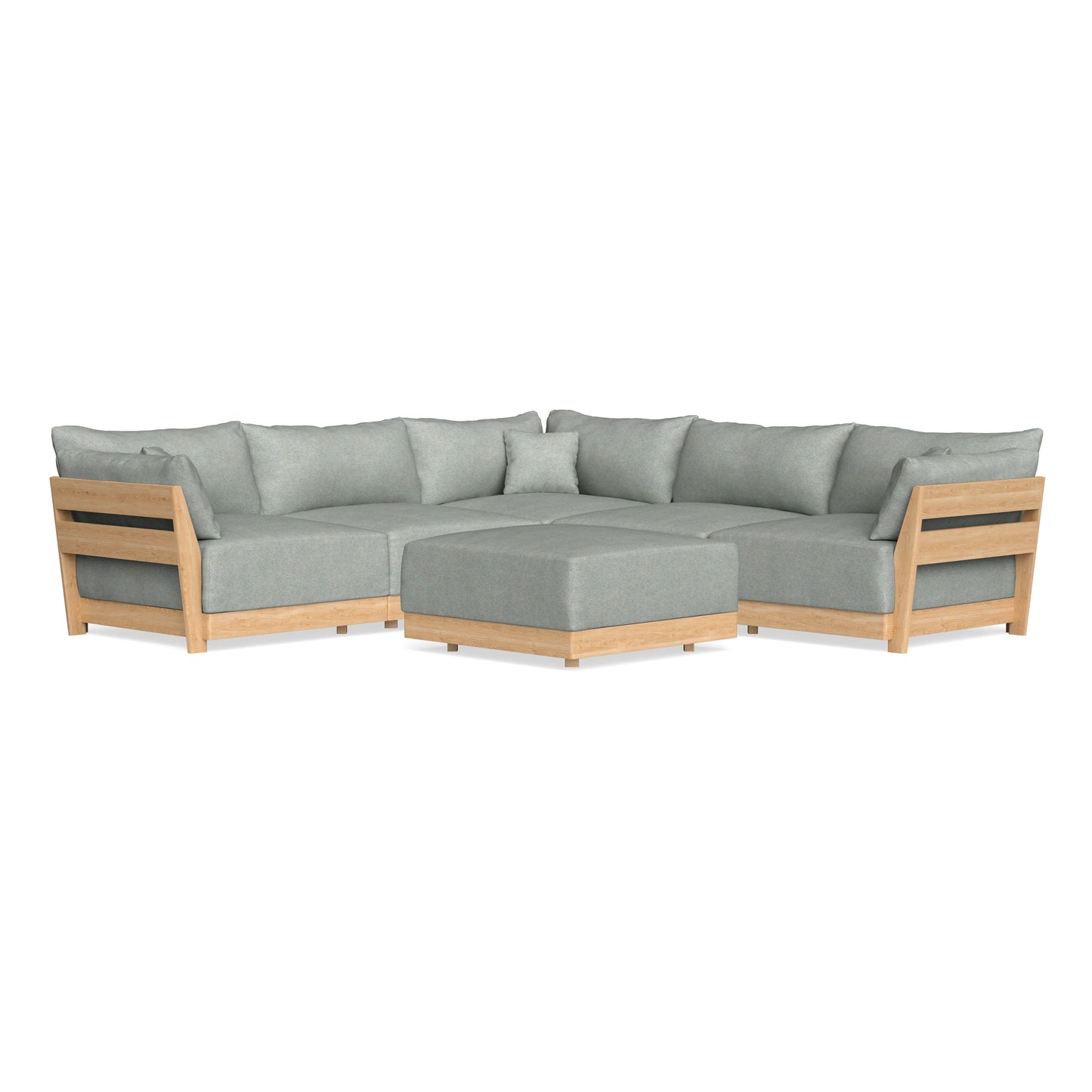 Modular Bondi Latte 5-Seater Corner Sectional + Ottoman in Spa | Classic Blend