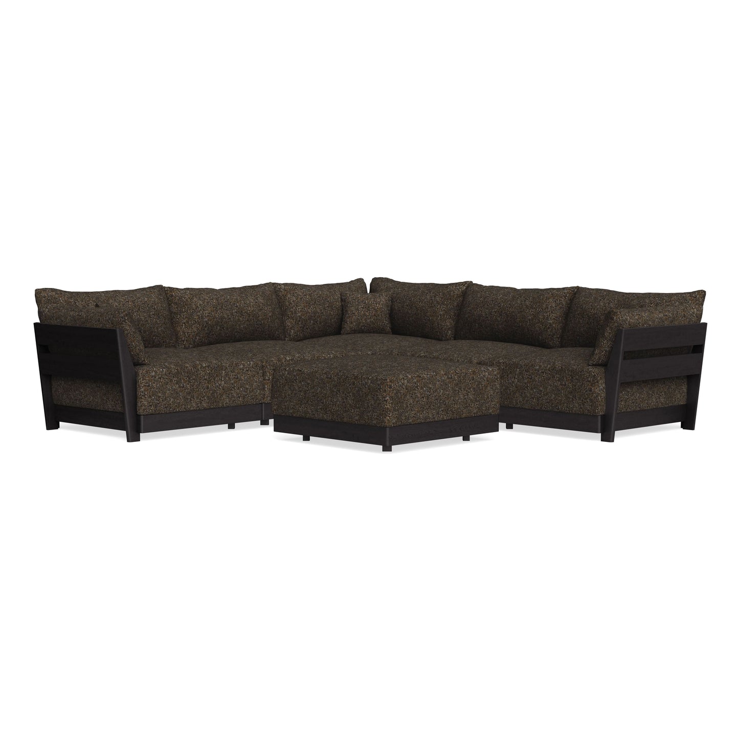 Modular Bondi Black 5-Seater Corner Sectional + Ottoman in Phantom | Classic Blend
