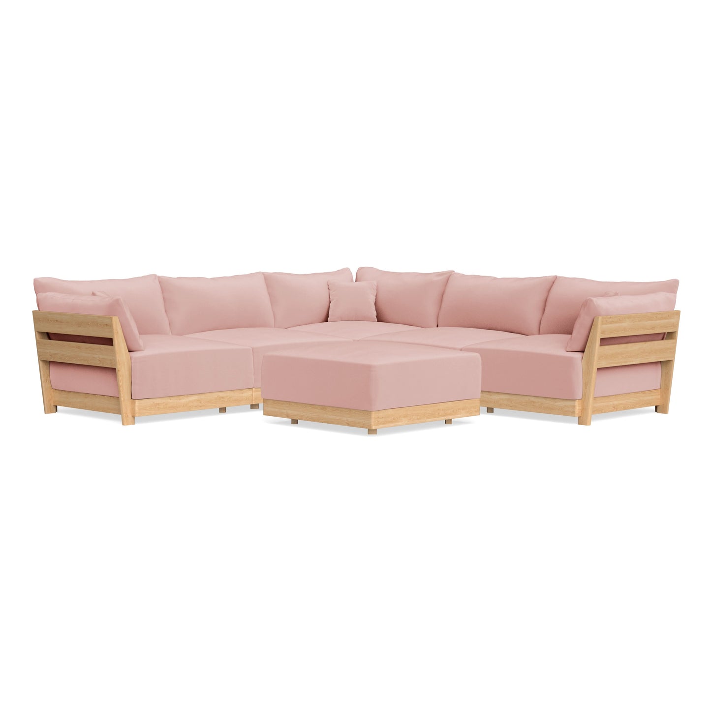 Slipcover Only - Modular Bondi 5-Seater Corner Sectional + Ottoman in Powder Pink