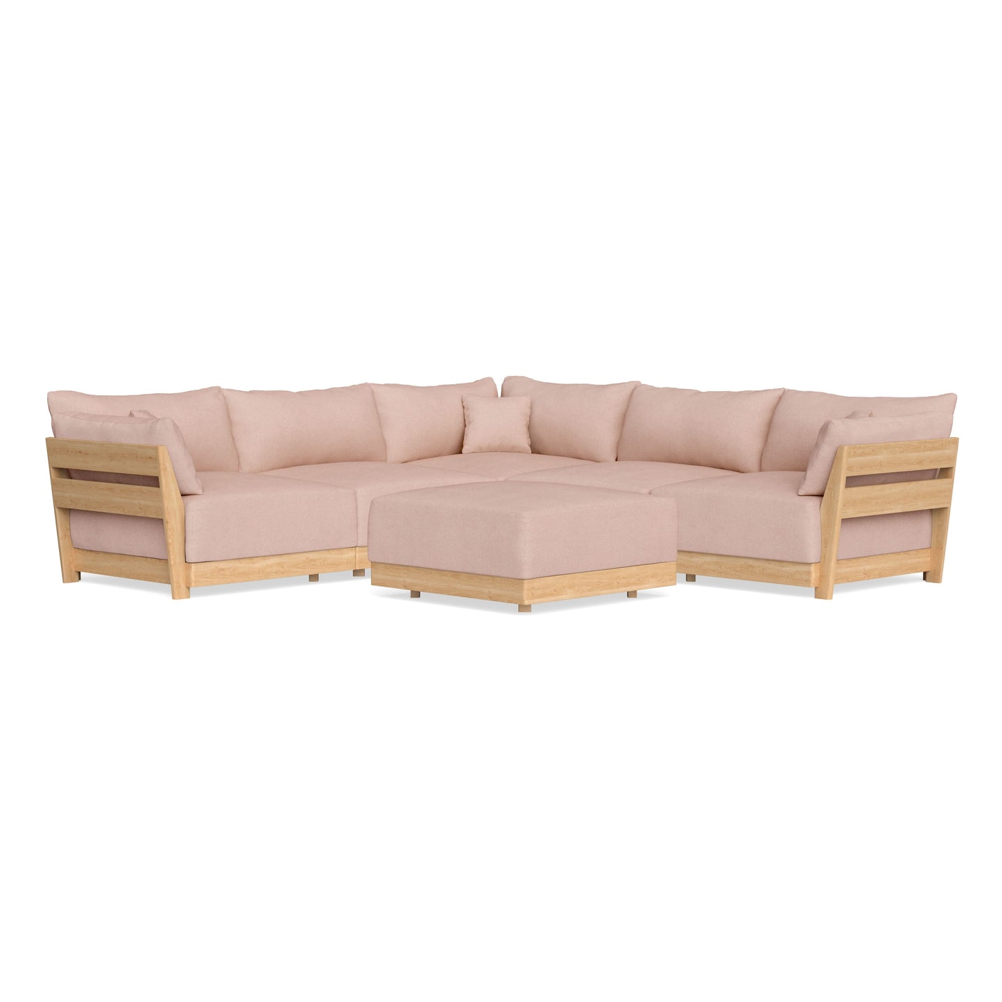 Slipcover Only - Modular Bondi 5-Seater Corner Sectional + Ottoman in Rose Quartz