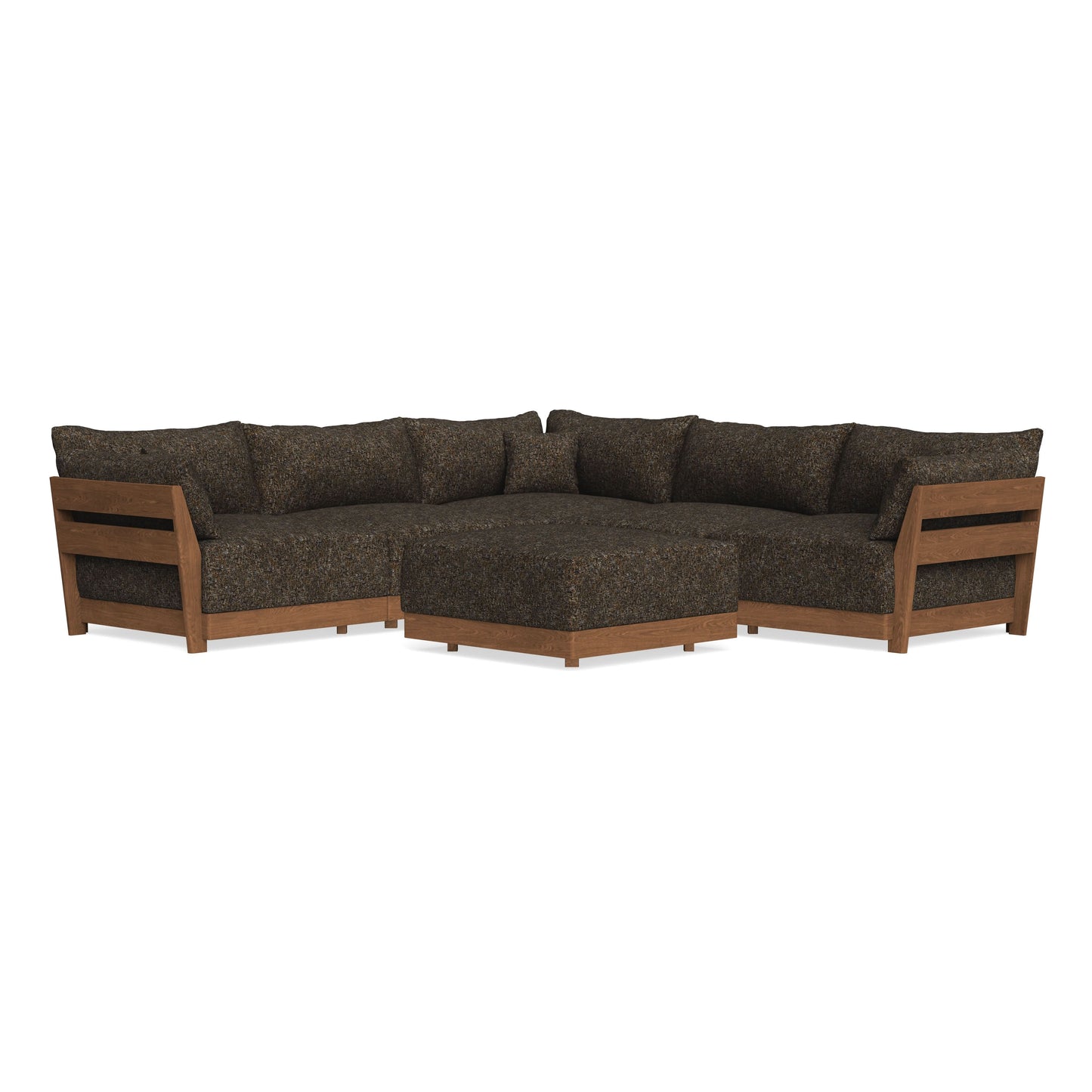 Modular Bondi Espresso 5-Seater Corner Sectional + Ottoman in Phantom | Memory Foam Blend