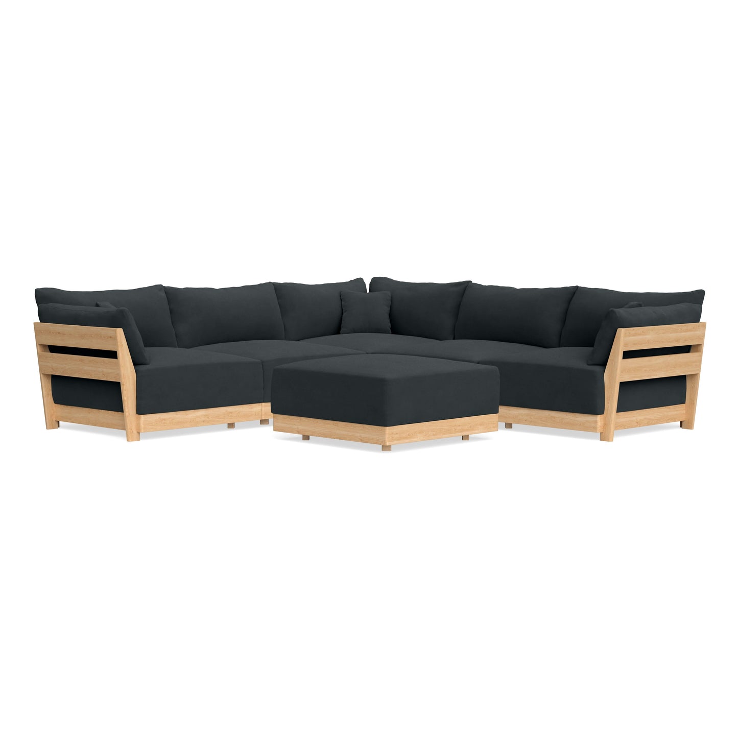 Slipcover Only - Modular Bondi 5-Seater Corner Sectional + Ottoman in Obsidian