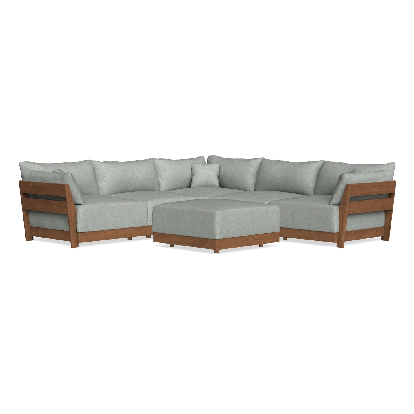 Modular Bondi Espresso 5-Seater Corner Sectional + Ottoman in Spa | Classic Blend