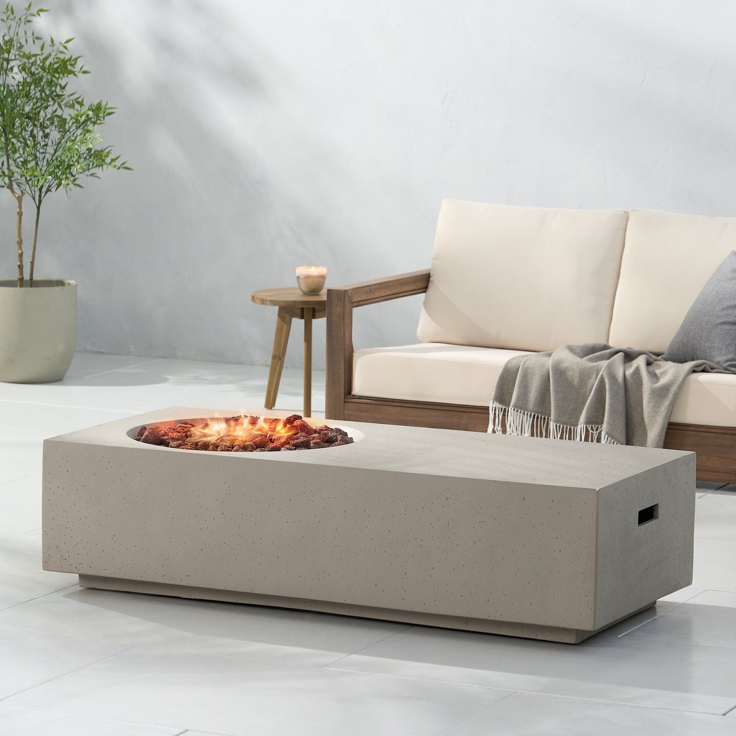 Outdoor Magnesium Oxide Firepit with Rectangle Shape
