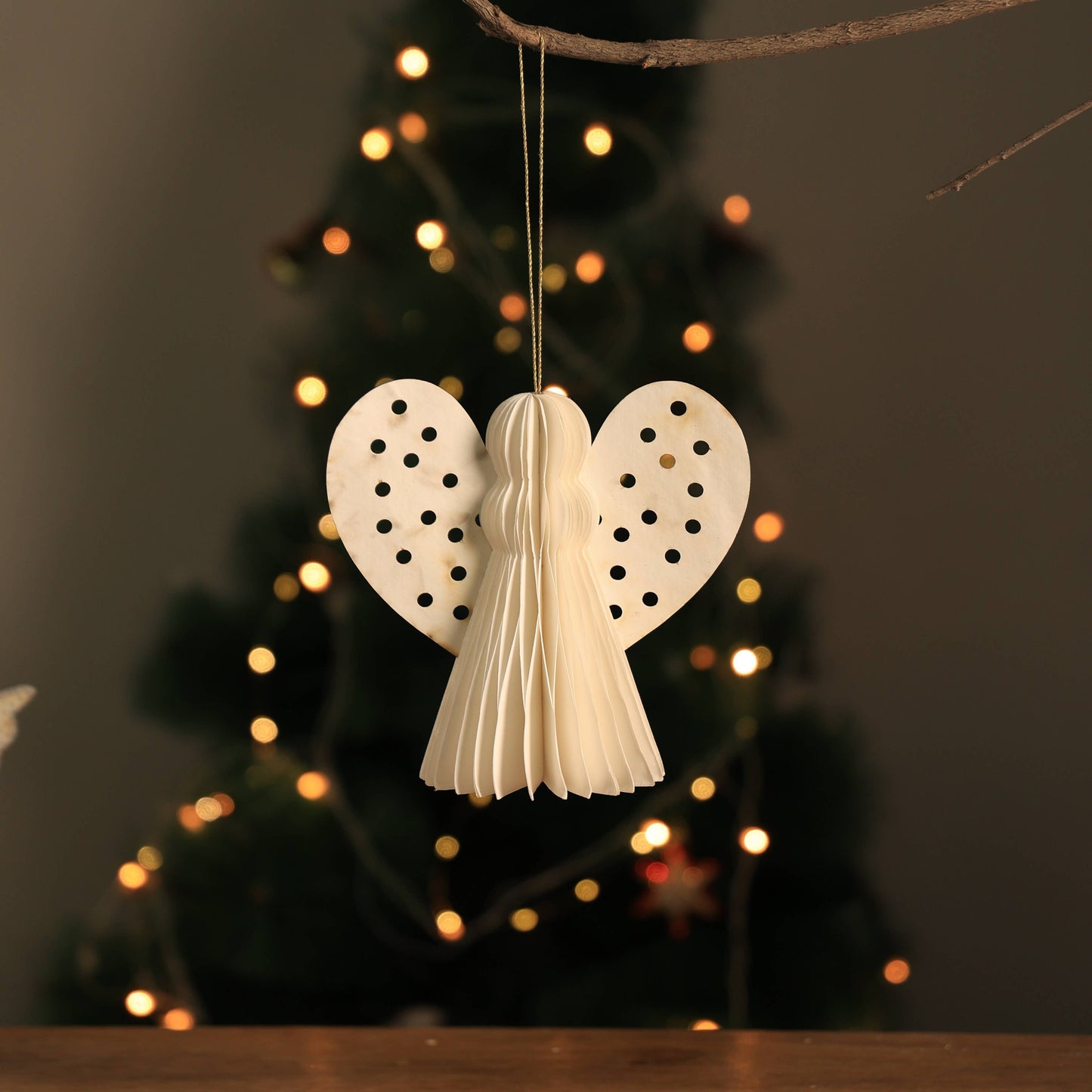 White Plain Handmade Paper  Angel,  Set of 2