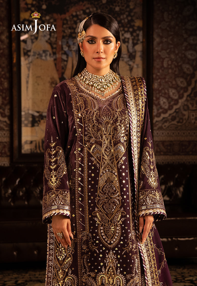 AJMMP-06 EMBROIDERED VELVET 3 PCS STITCHED