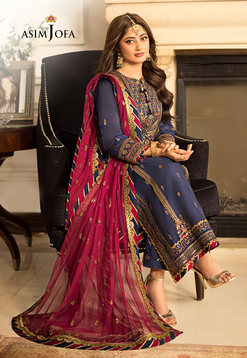 AJJM-17 EMBROIDERED PAPER COTTON , ORGANZA 3 PCS