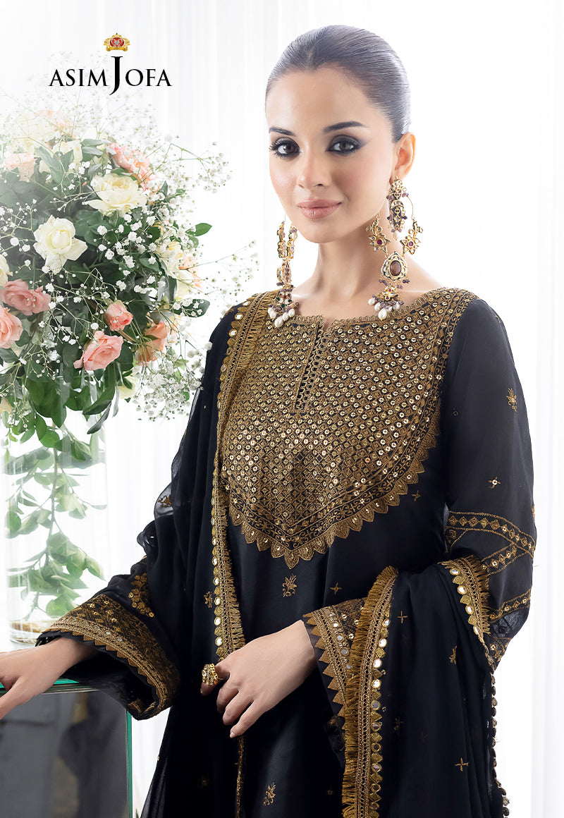AJJM-14 EMBROIDERED CHANDERI COTTON 3 PCS
