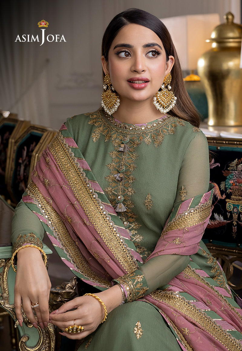 AJJM-19 EMBROIDERED CHIFFON , ORGANZA 3 PCS