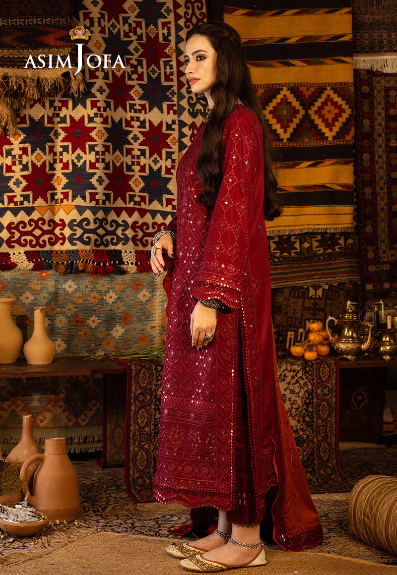 AJKTP-02 EMBROIDERED SELF TWILL 3 PCS STITCHED