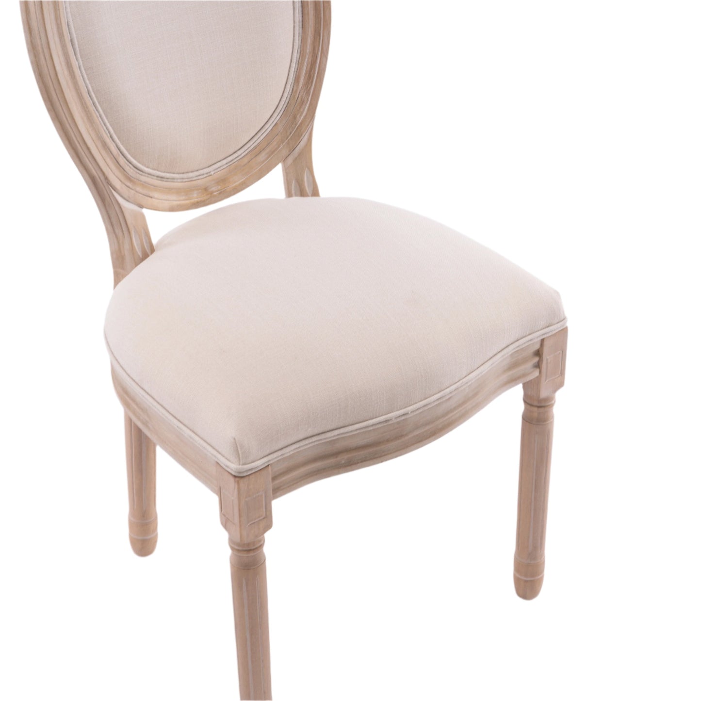 Upholstered Dining Chair with Oval Back and Solid Wood Frame, Set of 2