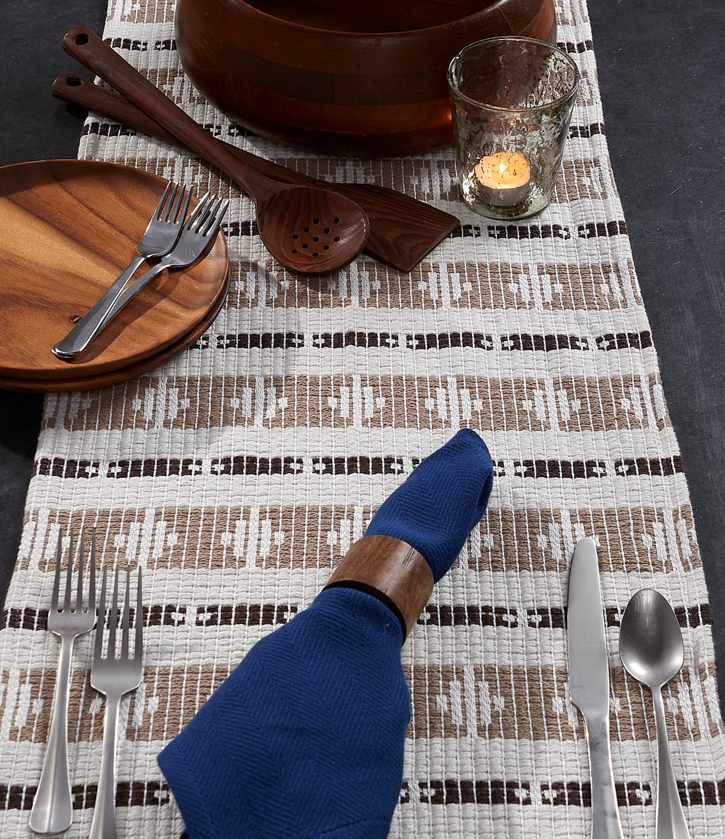 Colby Southwest Dark Brown/Stone Table Runner 15X72