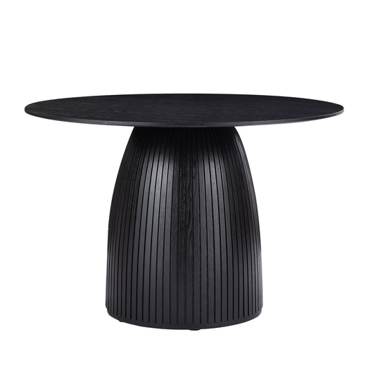 47.24" Round Dining Table with Wood Frame and Wave Pattern Base