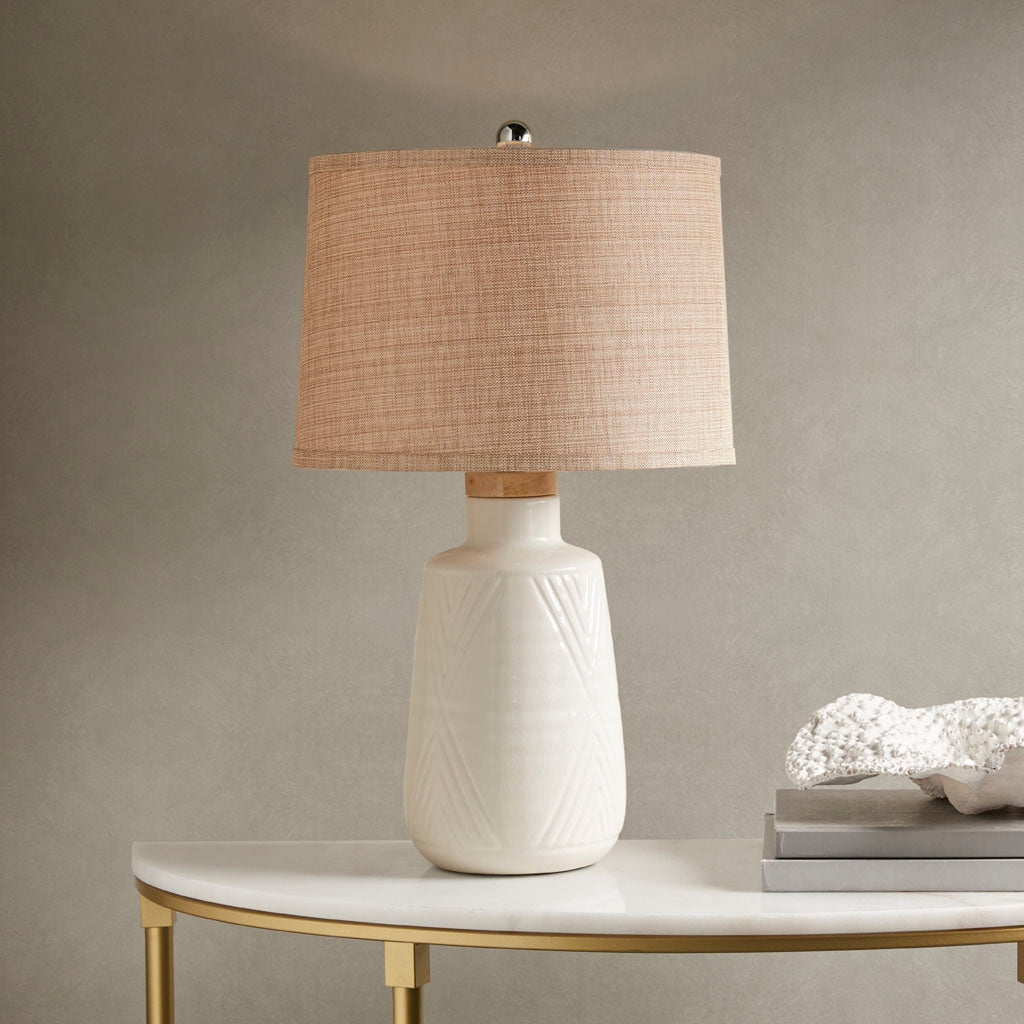 Table Lamp with Round Finial and Ceramic Base