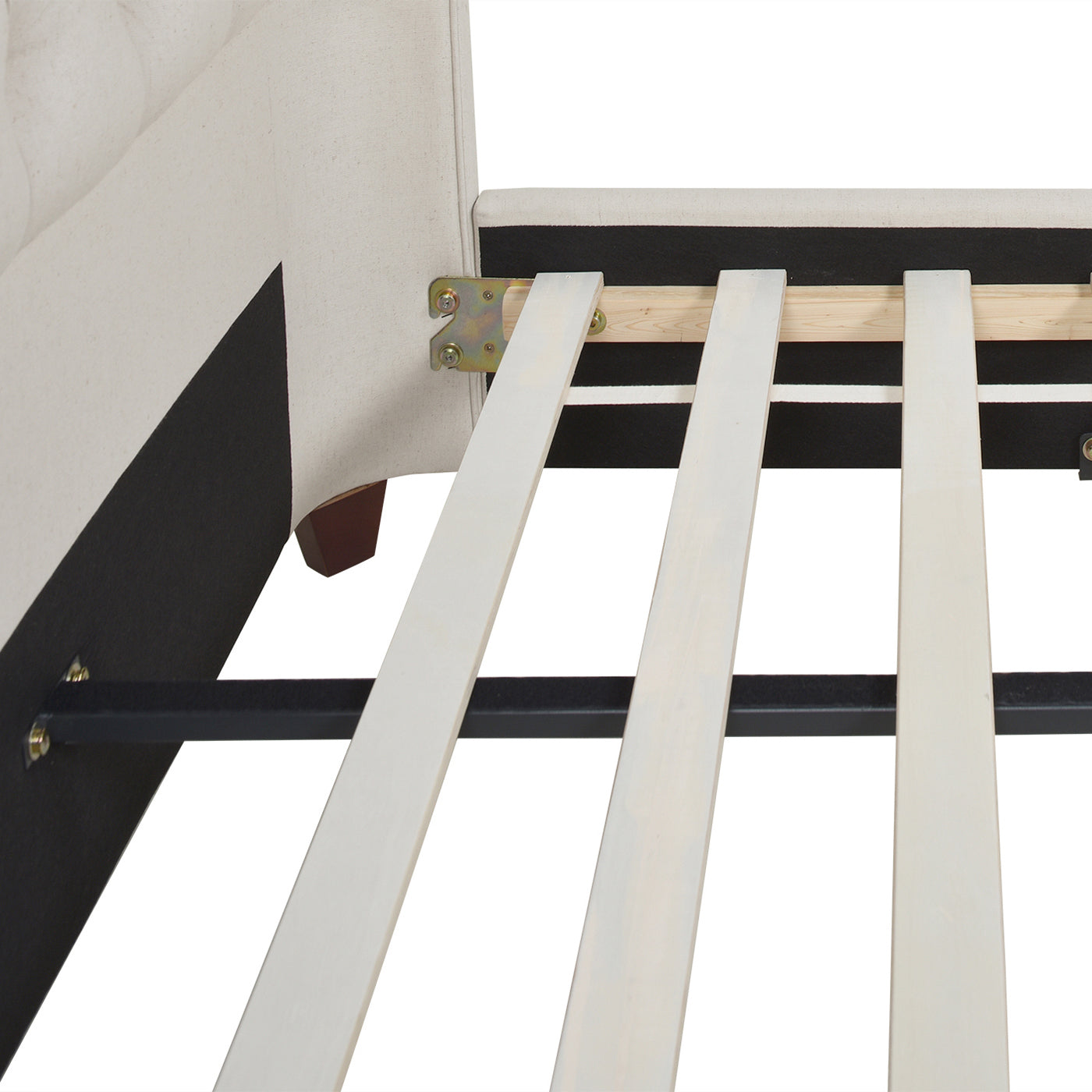 King-Size Upholstered Platform Bed with Tufted Headboard and Wing Back