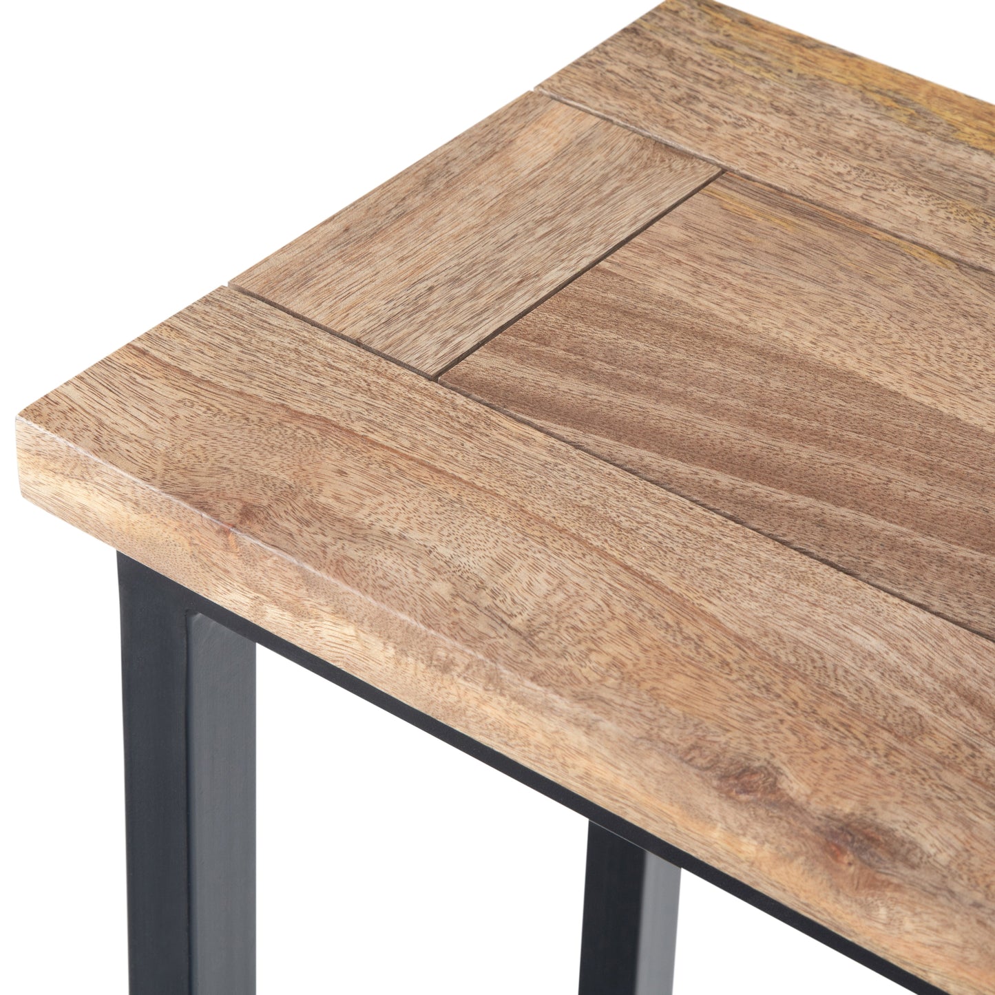 Haloed Side Table with C-Shaped Design and Metal Frame
