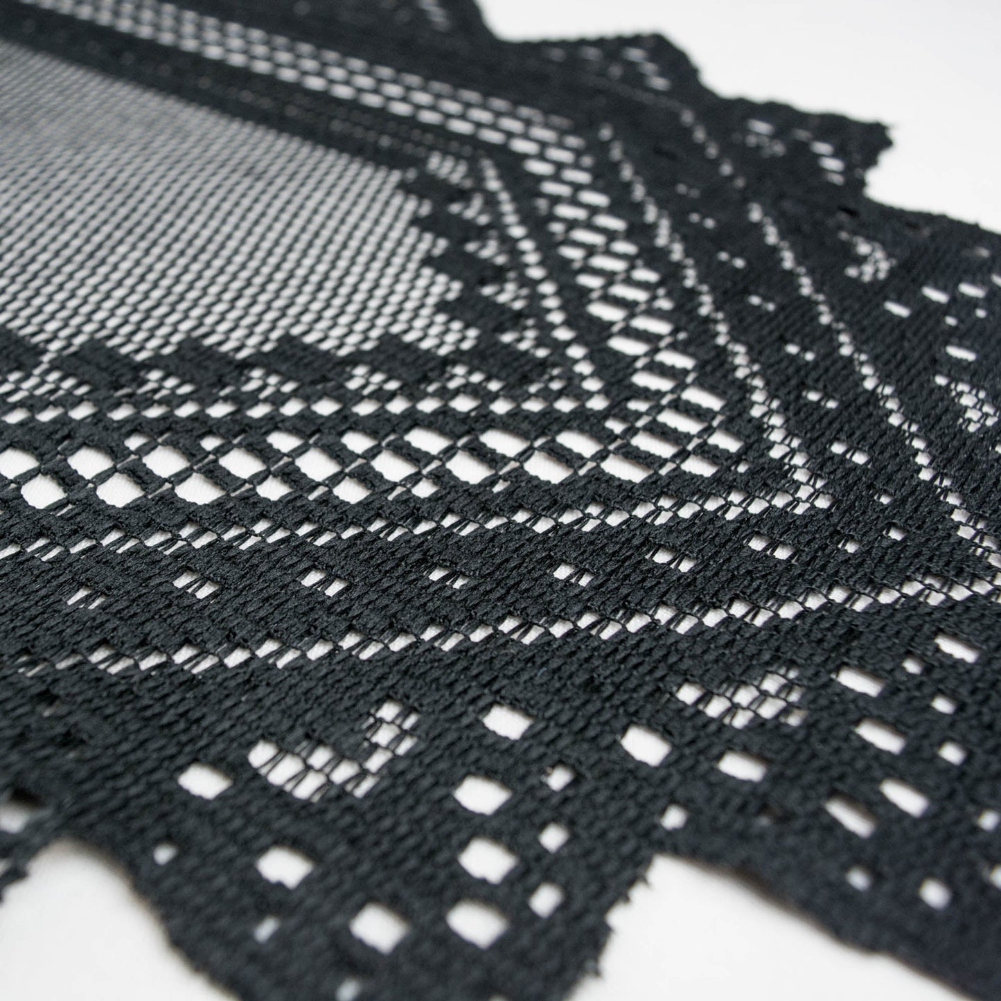 Black Nordic Lace Table Runner 14X72