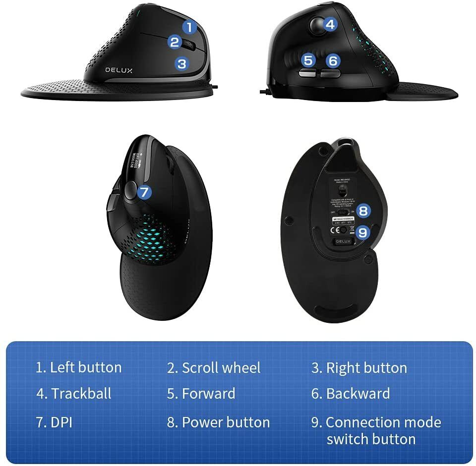 Delux M618XSD Seeker Ergonomic Vertical Mouse