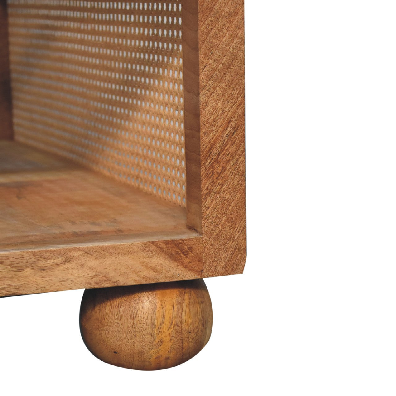 Decipher Wood and Rattan Large Coffee Table with Ball-Shaped Legs