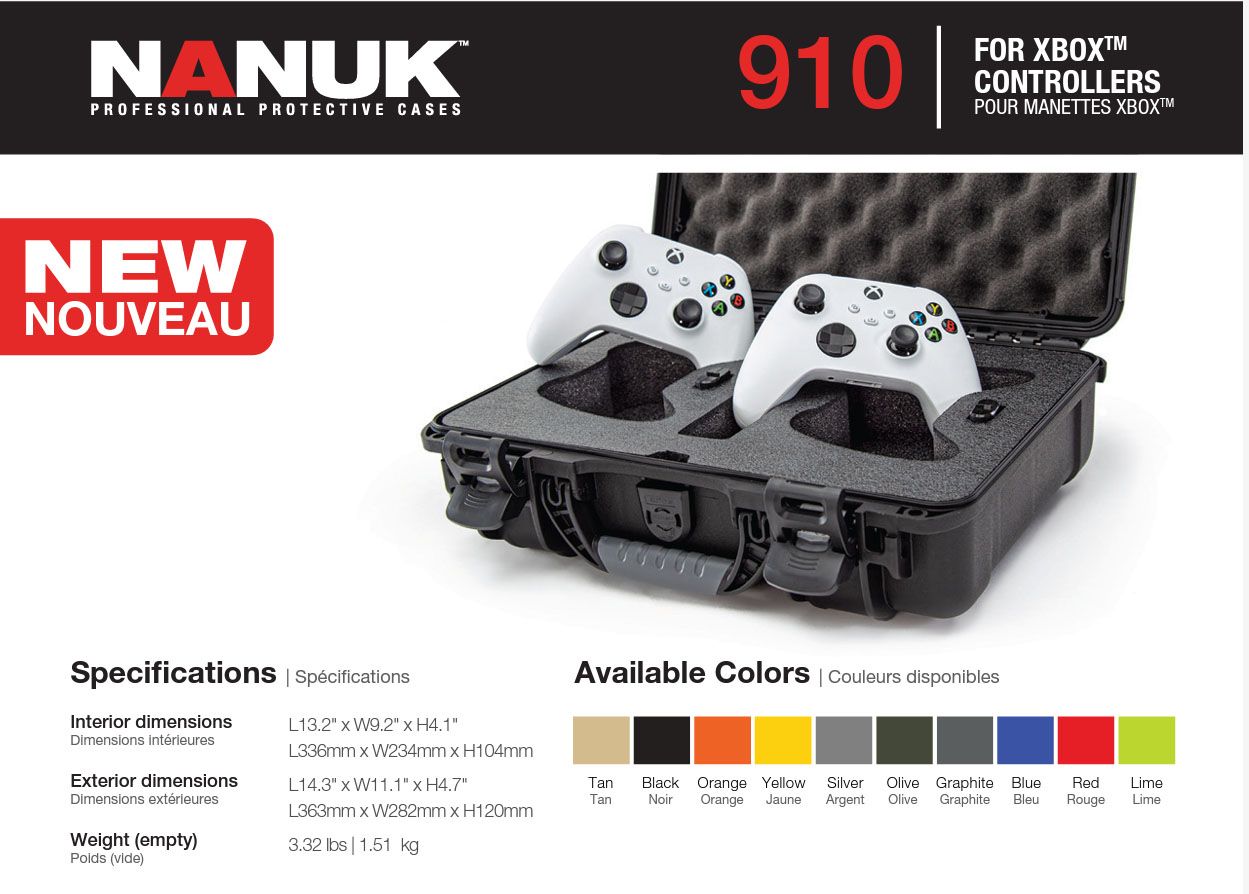 Nanuk 910 Case for 2 XBOX Controllers (Black)