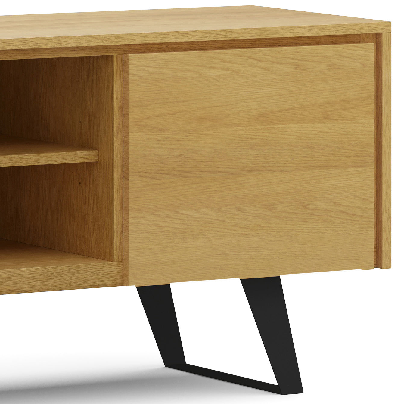 Pioneer TV Stand for TVs Up To 70 Inches with 2 Side Doors, Open Central Shelves and Metal Angled Legs